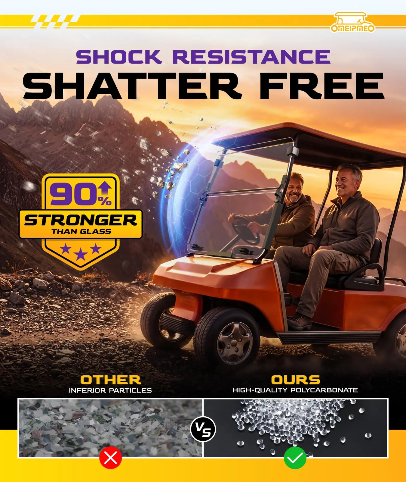 OMEIPMEO Foldable Windshield for Club Car DS 2000+ image 4