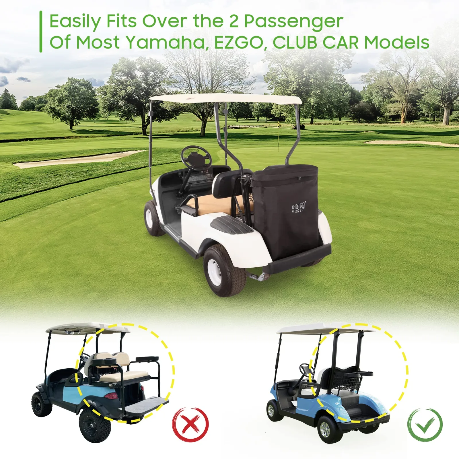 10L0L F25-K-02 Golf Cart Rear Bench Cargo Bag image 2