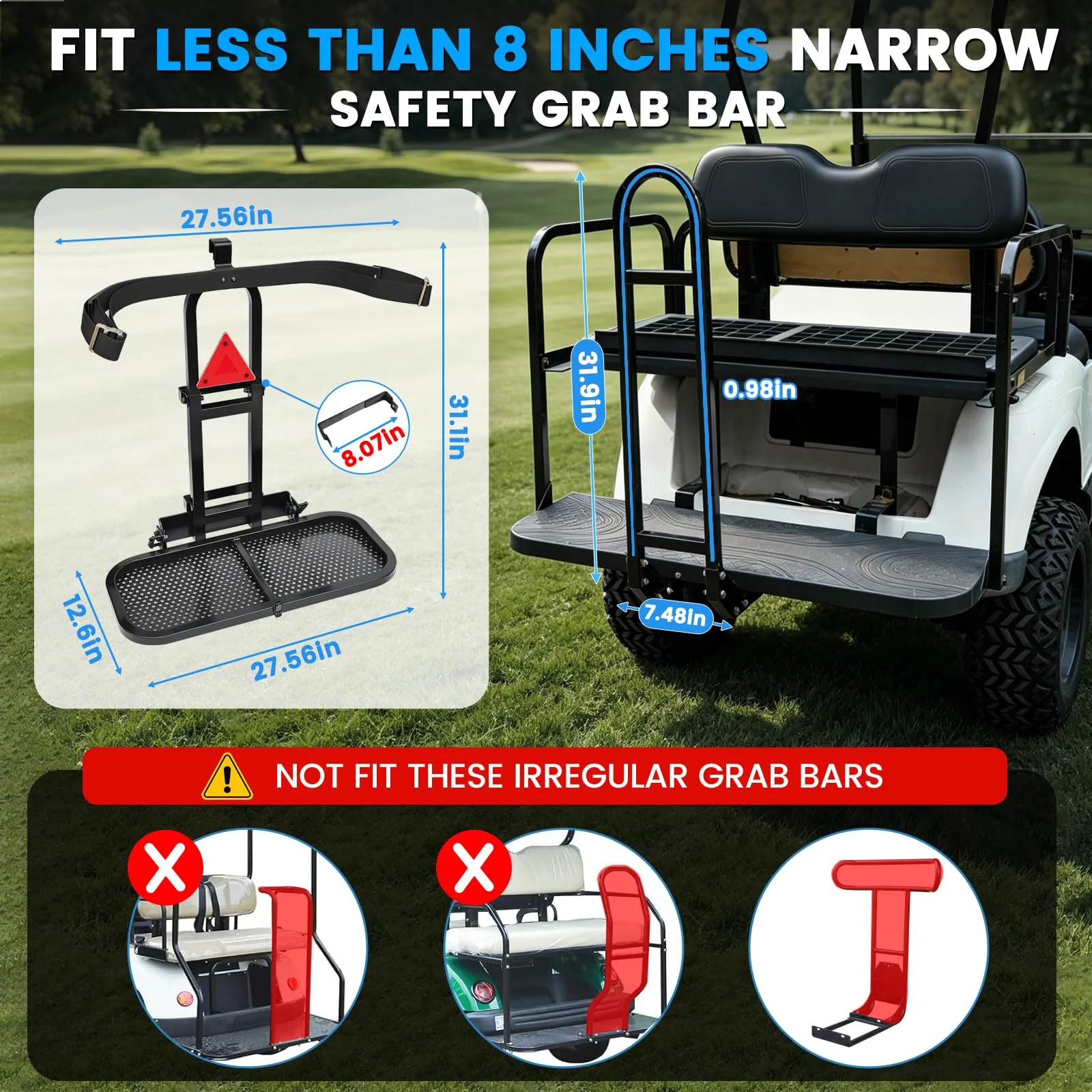 iLSKW Foldable Rear Golf Cart Bag Holder for EZGO, Club Car & Yamaha image 2