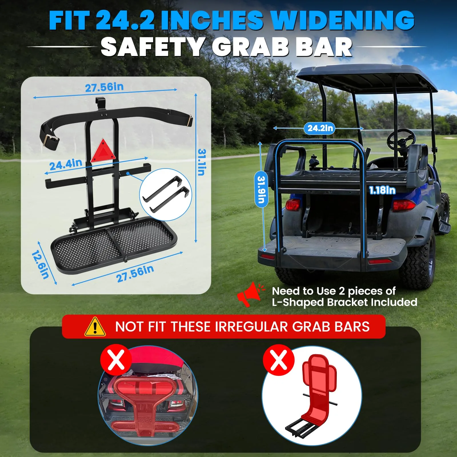 iLSKW Foldable Rear Golf Cart Bag Holder for EZGO, Club Car & Yamaha image 3