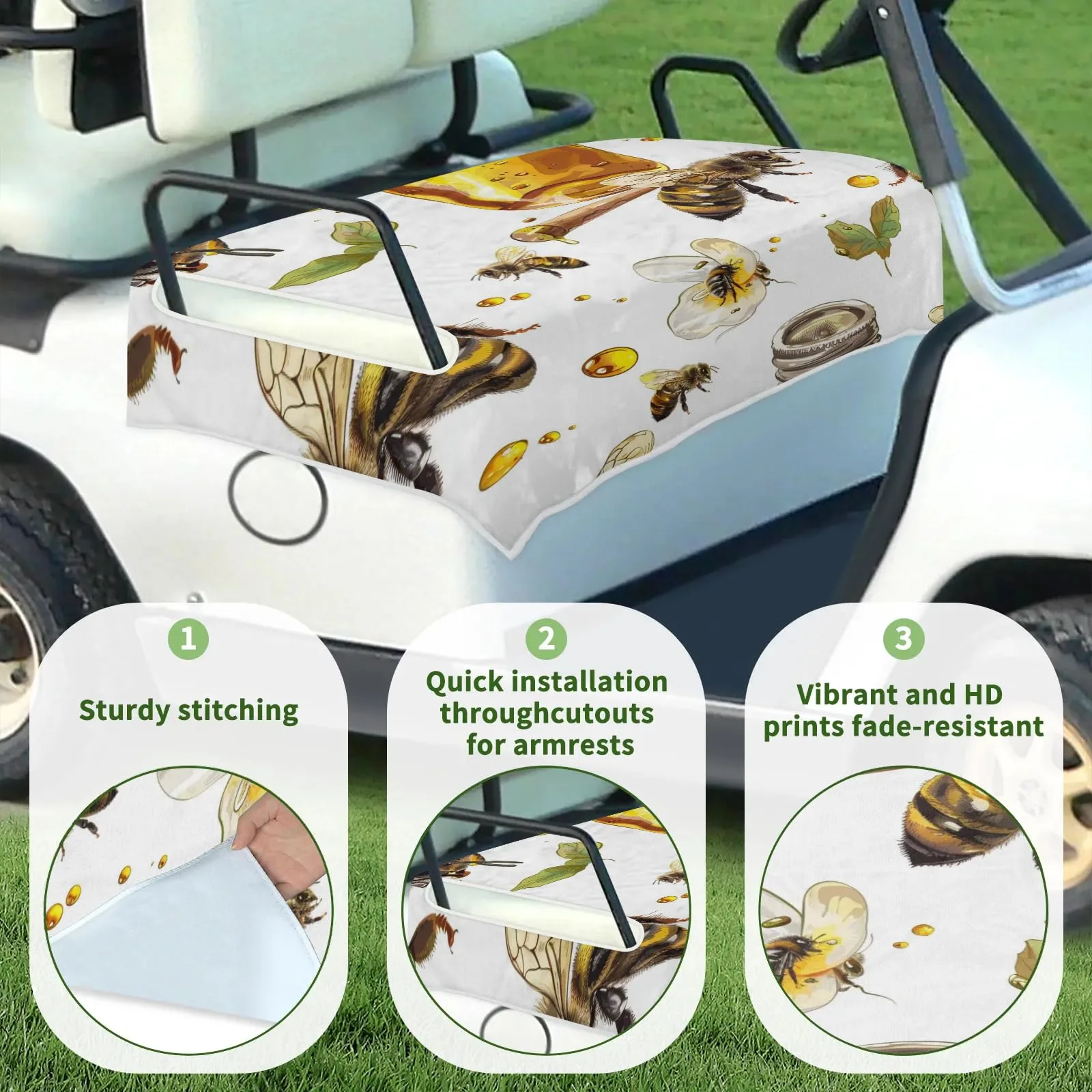 Tiveruda Golf Cart Seat Cover for Double Seats image 3