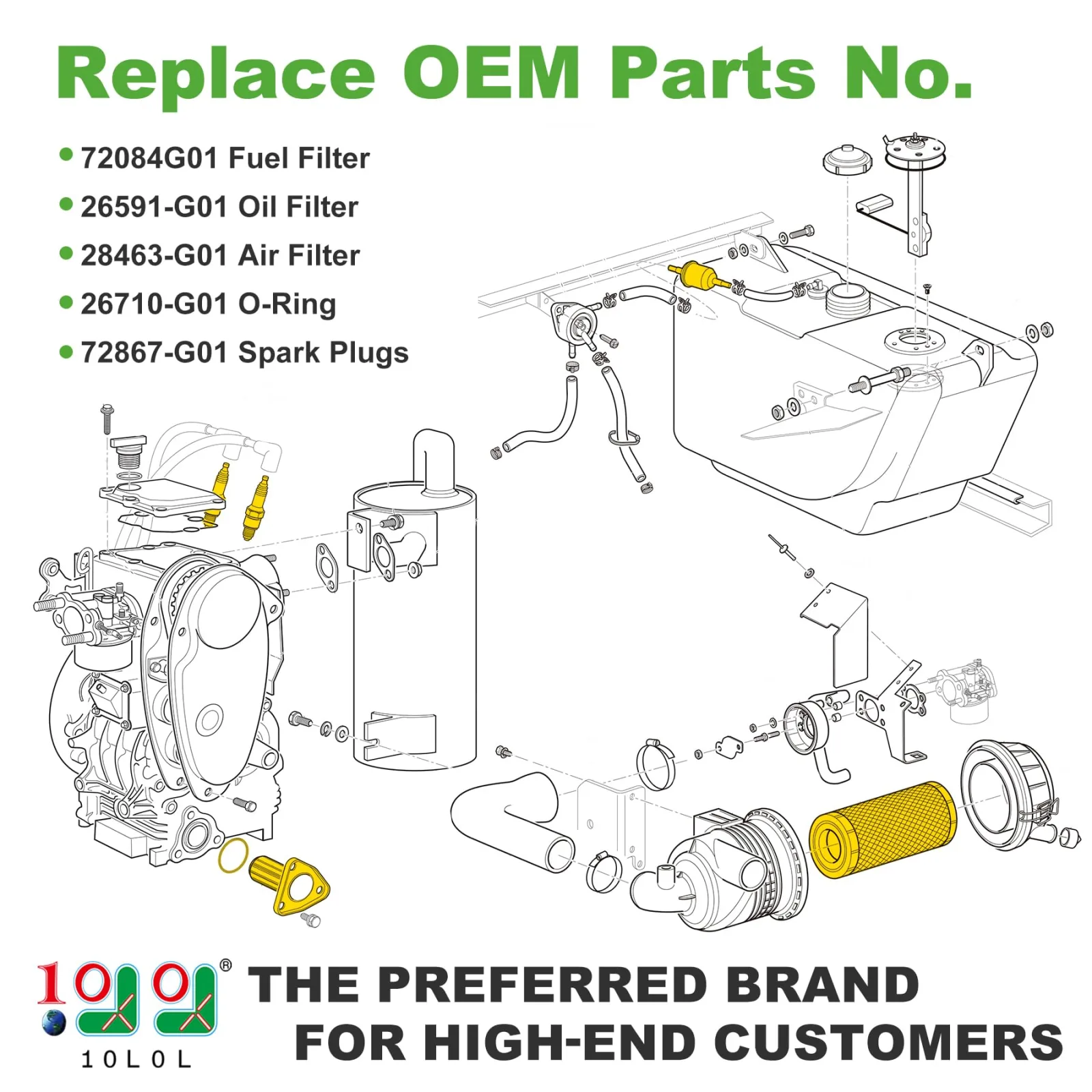 10L0L E-Z-GO Gas Golf Cart Tune-Up Kit image 2