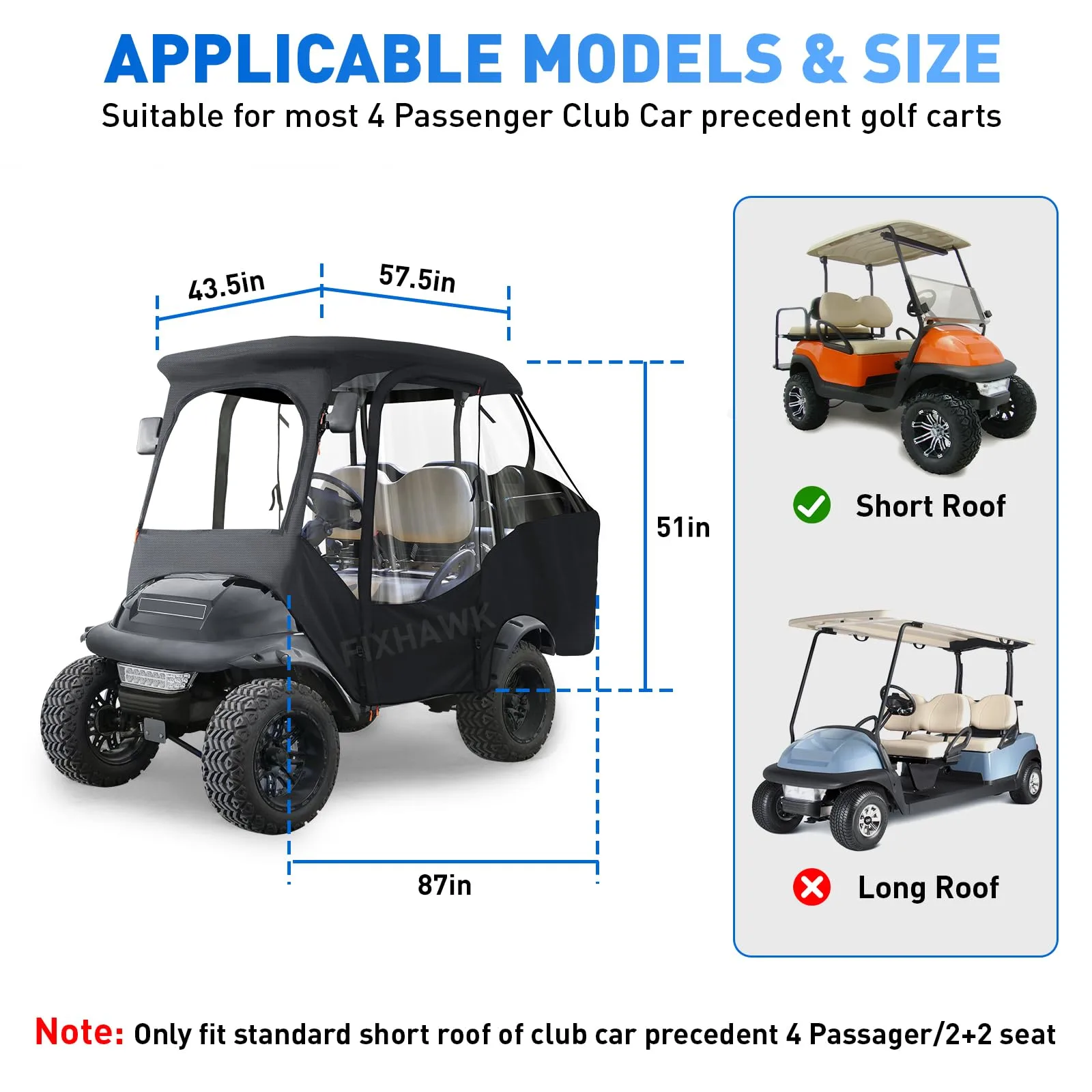 FIXHAWK 4-Passenger Club Car Precedent Driving Enclosure image 2