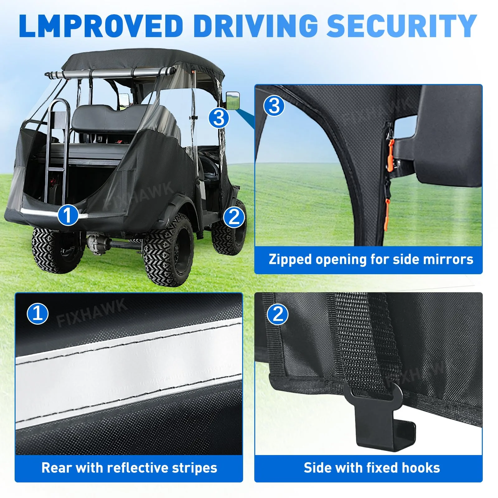 FIXHAWK 4-Passenger Club Car Precedent Driving Enclosure image 4