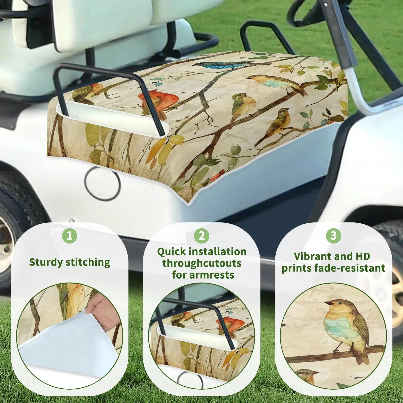 Tiveruda Colorful Bird Golf Cart Seat Cover 51 x 31 in image 3