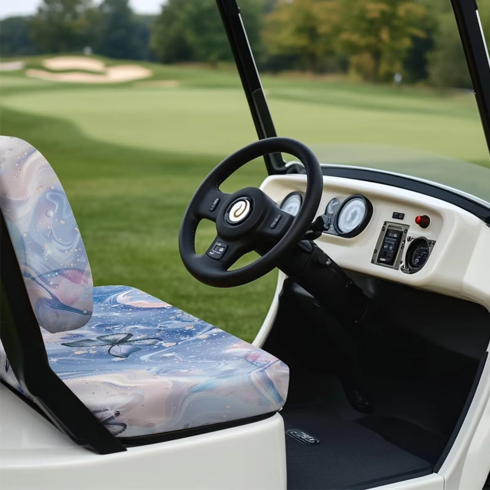 TOADDMOS Blue Butterfly Marble Golf Cart Seat Covers image 3