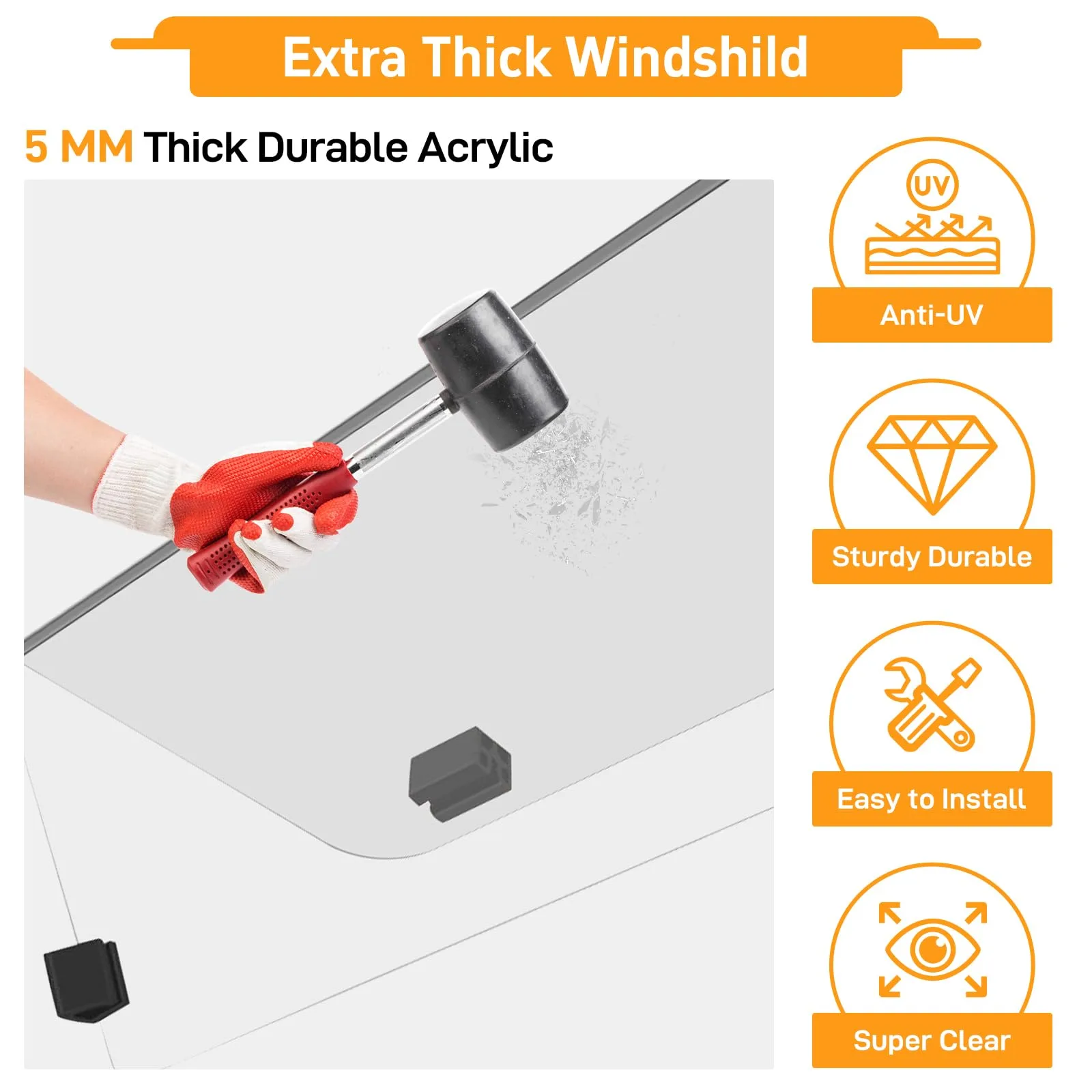 RIZINKART Club Car DS Fold-Down Windshield 5mm (2000+) image 2