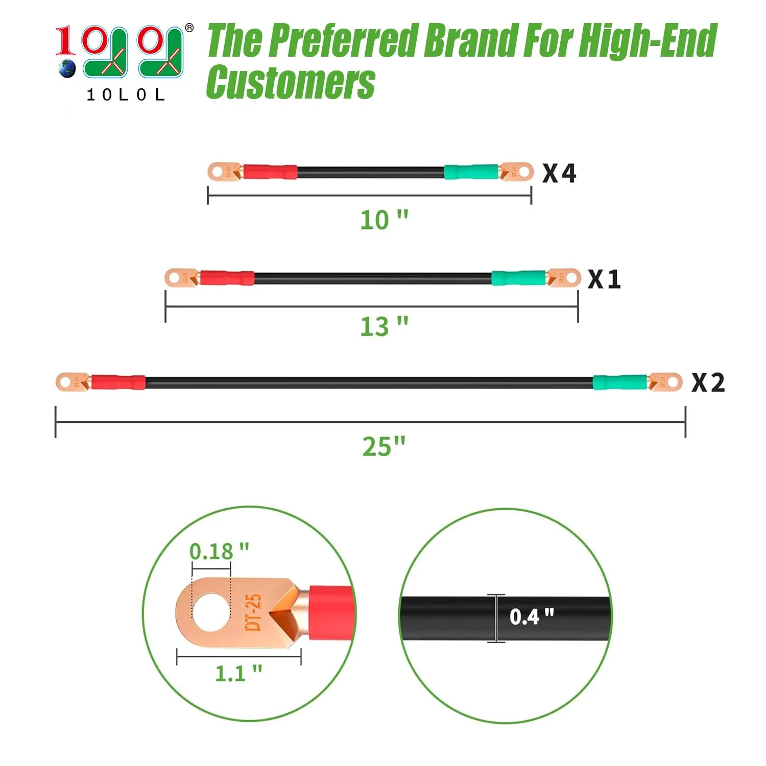 10L0L Battery Cable Kit for E-Z-GO TXT & Medalist 36/48V (1994+) image 2