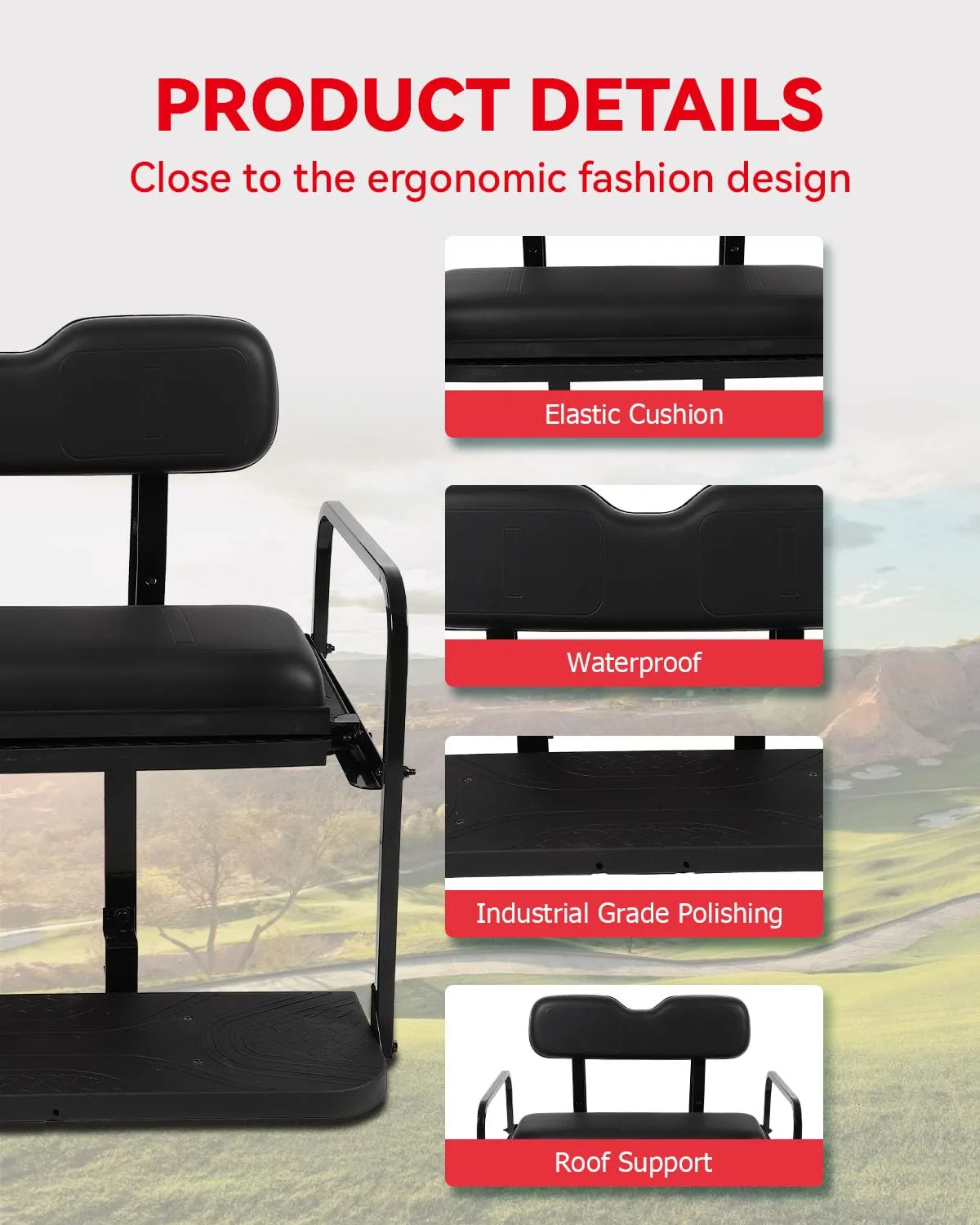 cciyu Rear Flip Seat Kit for E-Z-GO TXT, 1995+ image 4