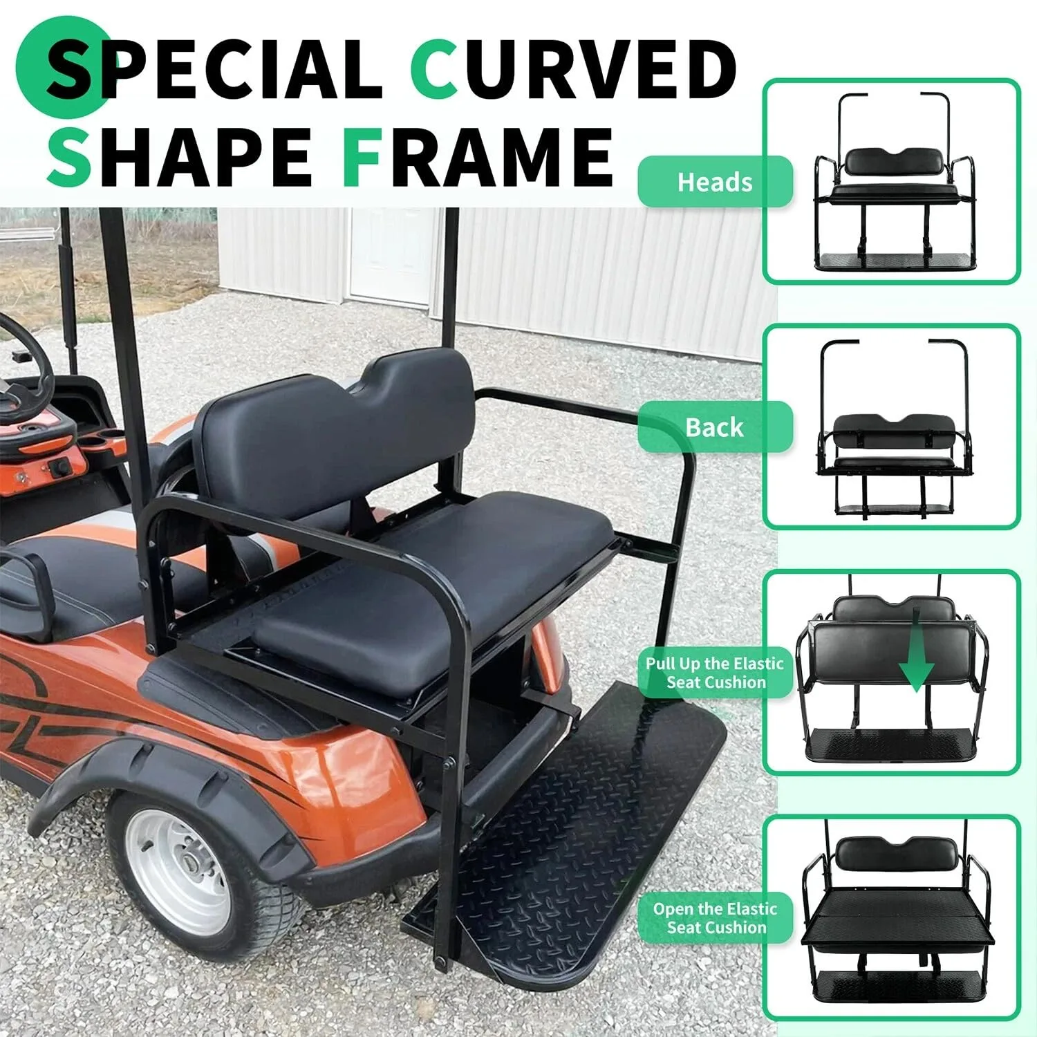 BRAVOYARD Rear Flip Seat Kit for E-Z-GO TXT 1995+ image 4