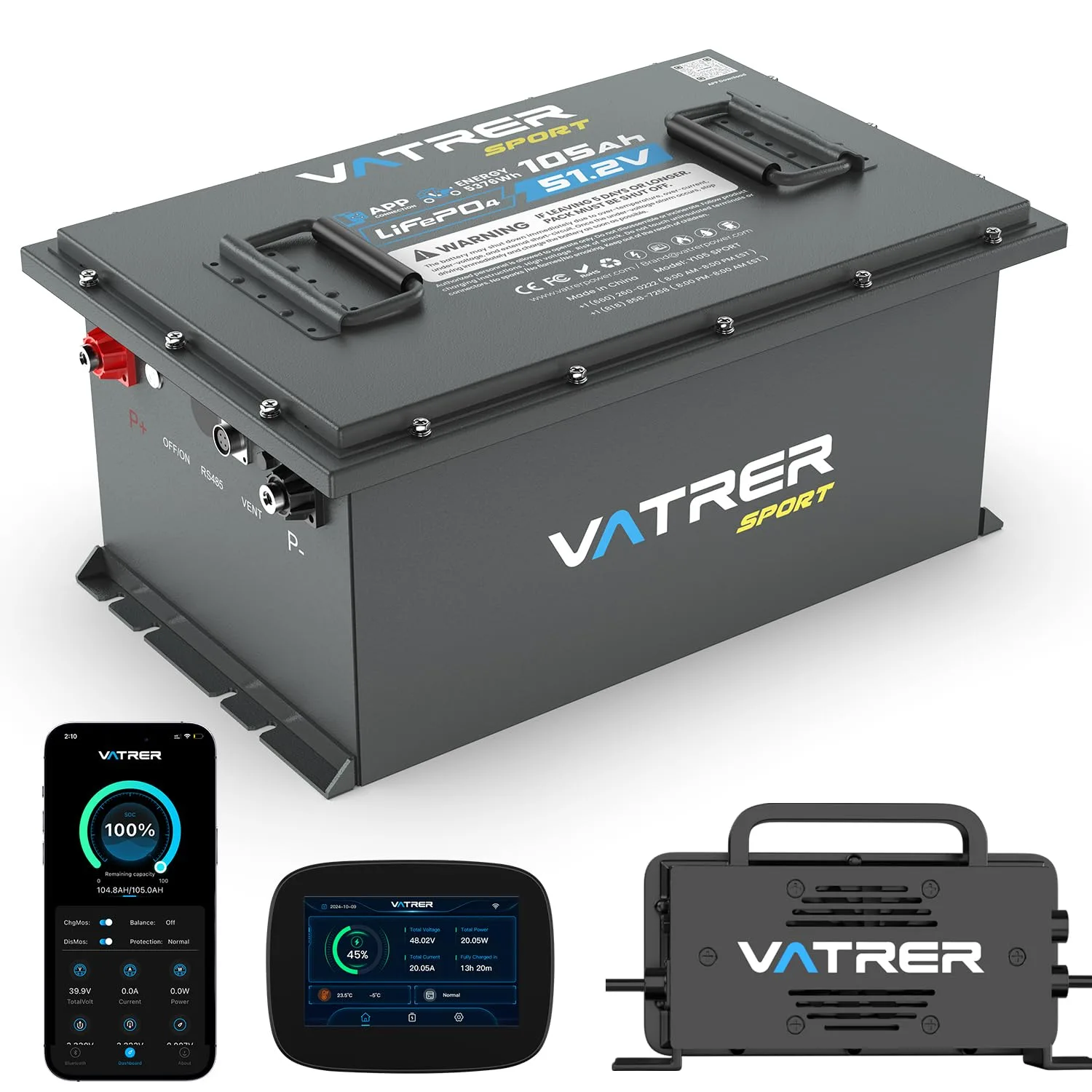 VATRER POWER 48V 105Ah Sport Lithium Golf Cart Battery