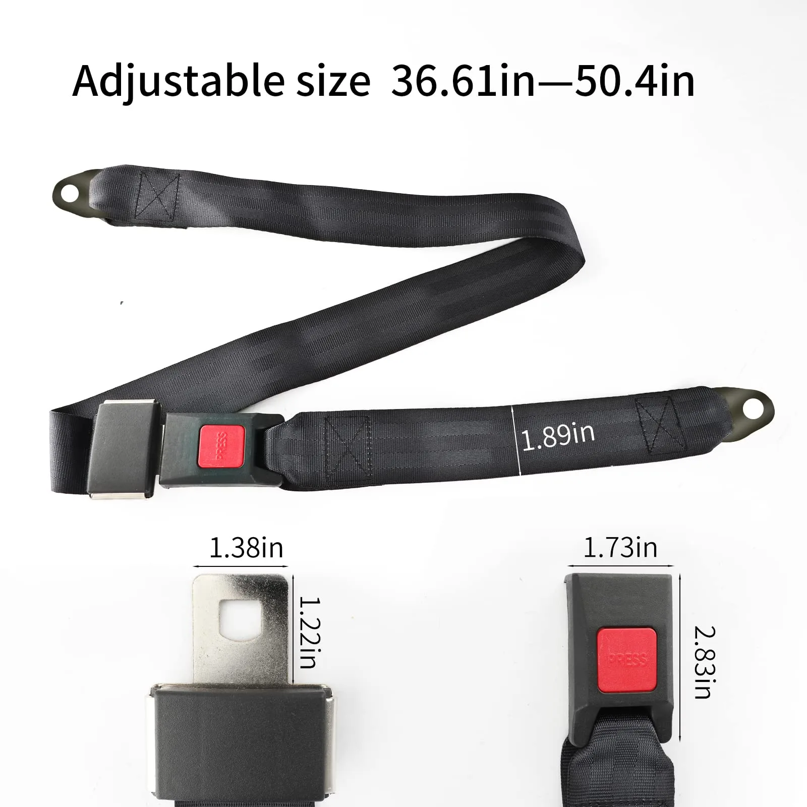 Universal Golf Cart Seat Belts 2-Pack, Adjustable Black image 4