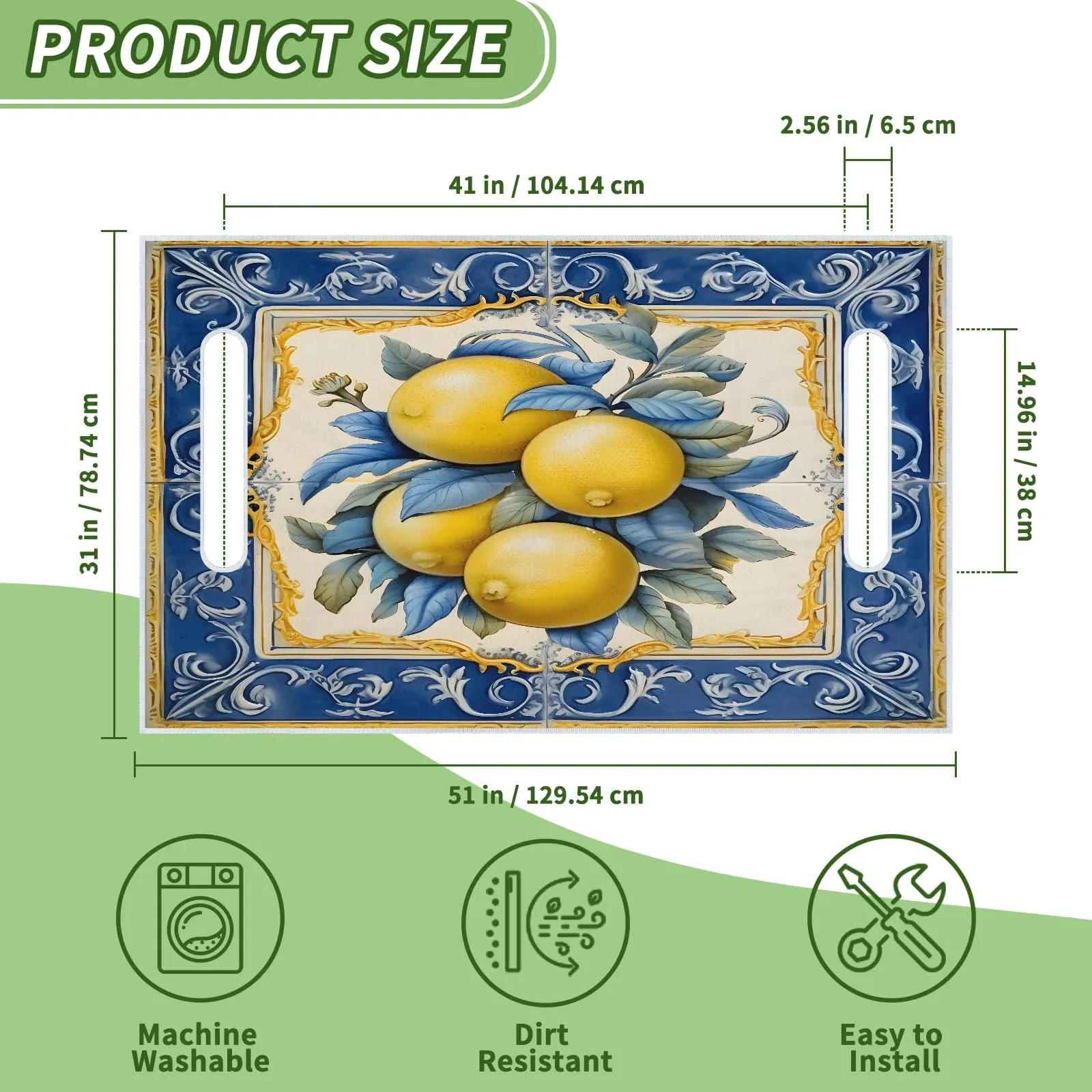 Tiveruda Lemon Print Golf Cart Seat Cover 51 x 31 in image 2