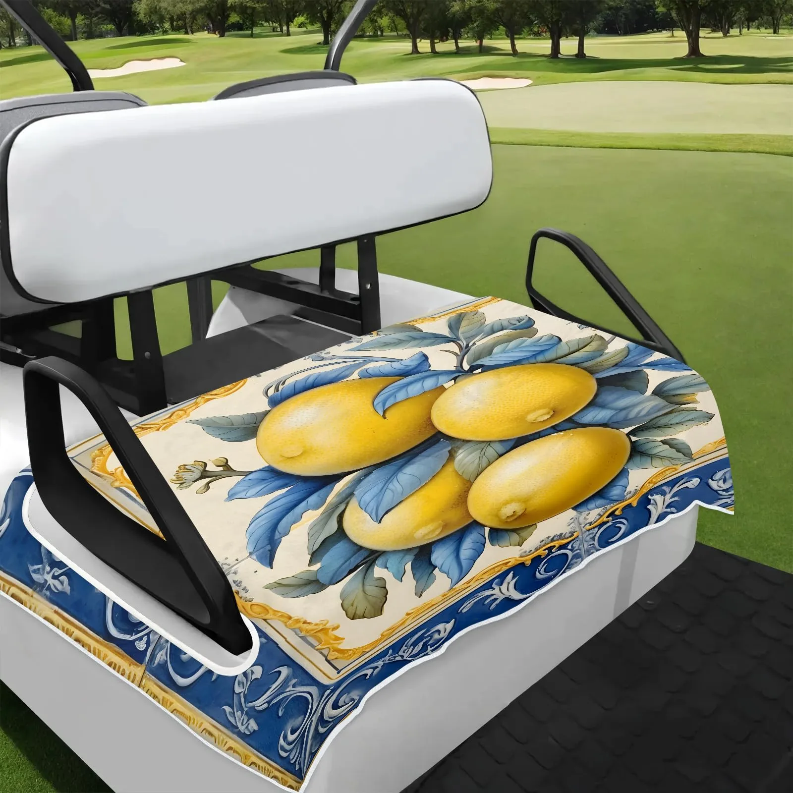Tiveruda Lemon Print Golf Cart Seat Cover 51 x 31 in