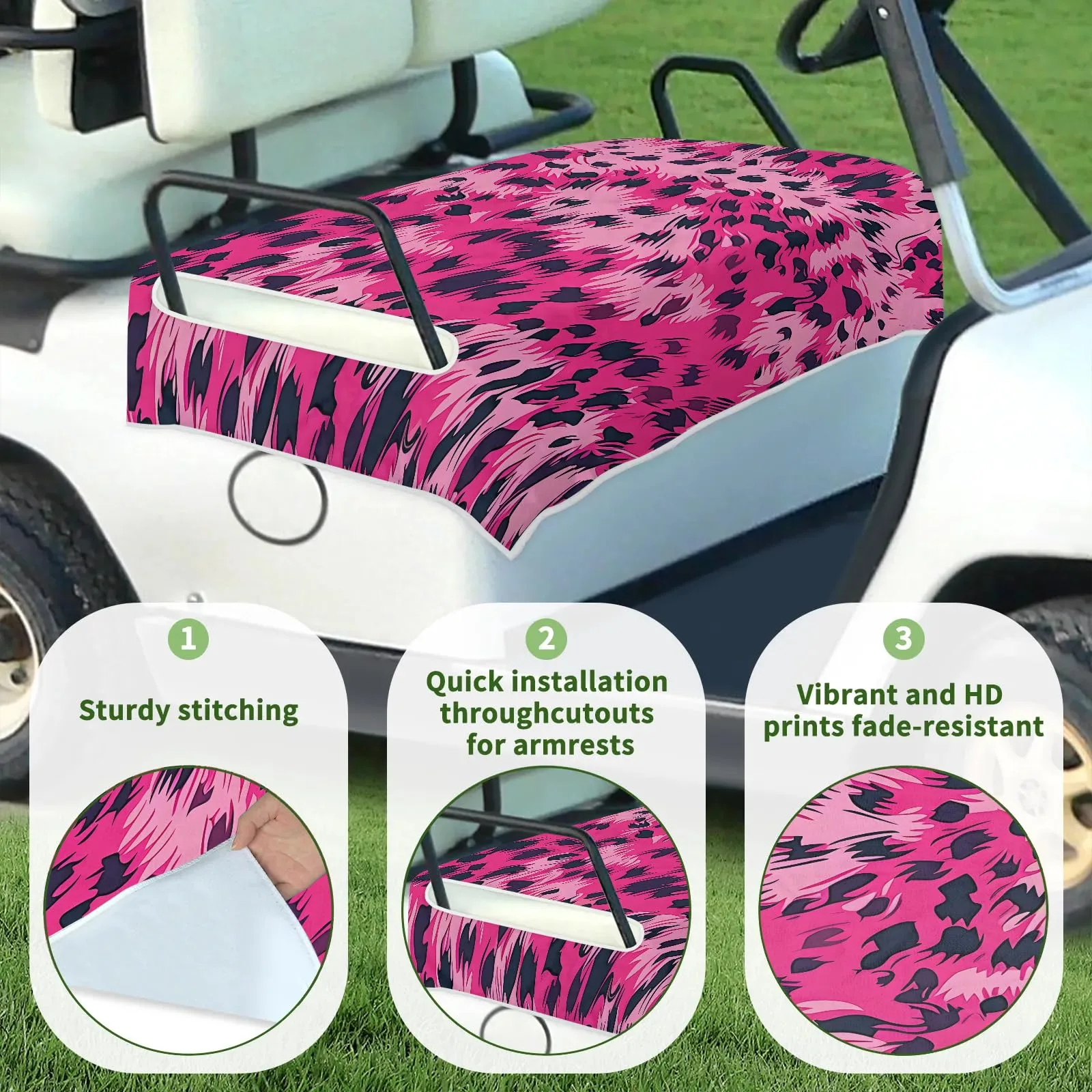 Tiveruda Leopard Golf Cart Seat Cover for Double Seats image 3