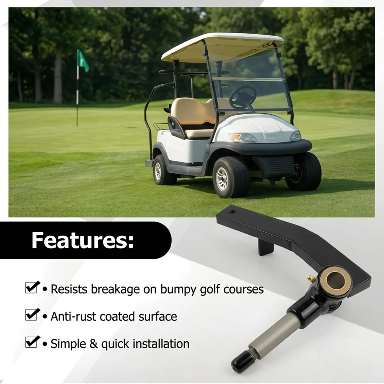Neivilu Driver-Side Spindle for Club Car DS 2004+ image 3