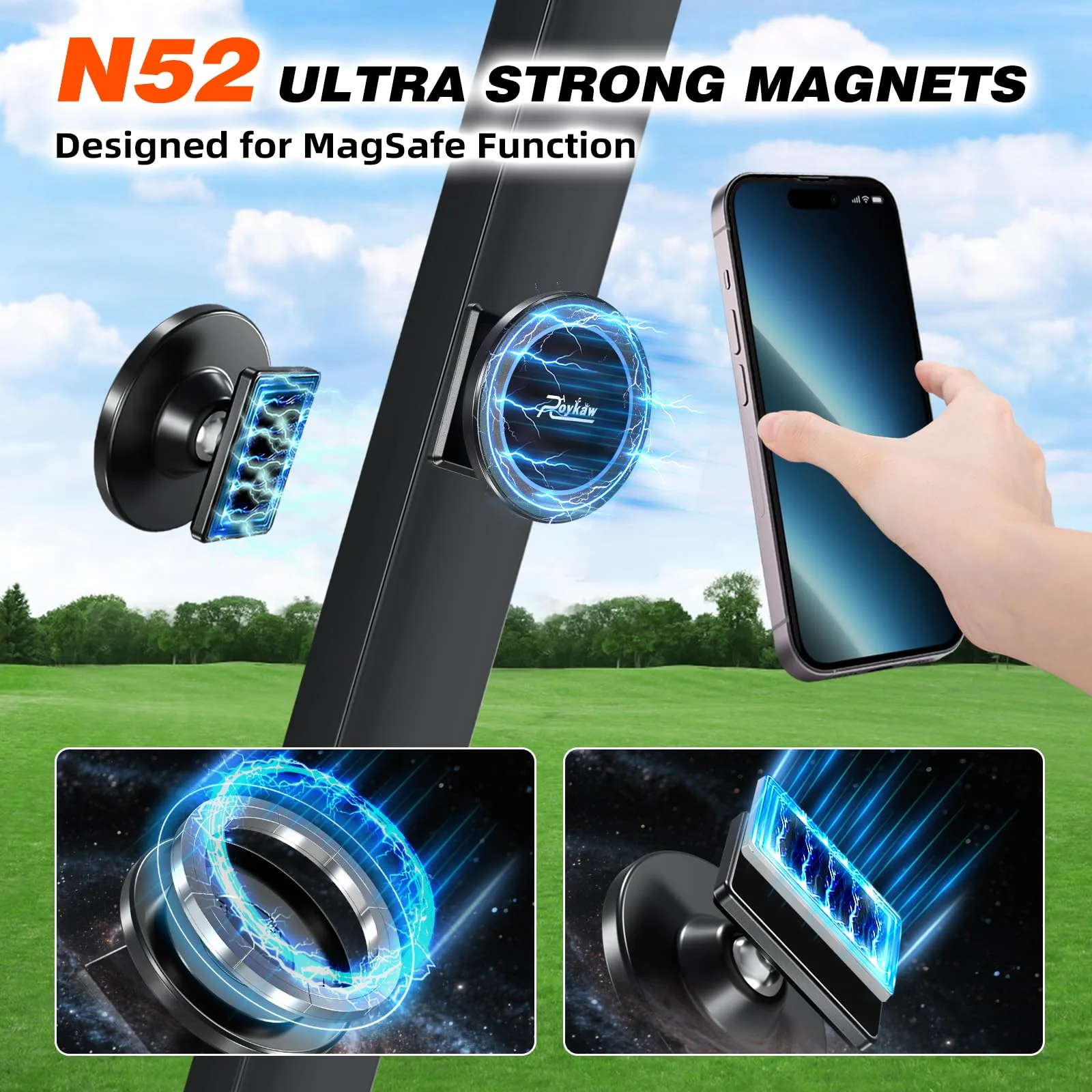 Roykaw RG-0611 Magnetic Golf Cart Phone Holder image 2