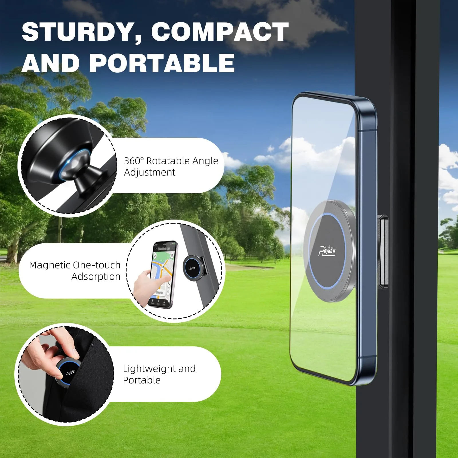 Roykaw RG-0611 Magnetic Golf Cart Phone Holder image 3