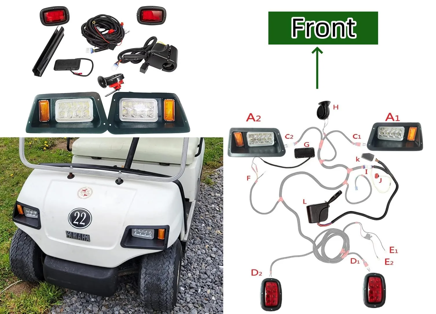 BestAccess LED Light Kit for Yamaha G14-G22 Golf Carts image 3