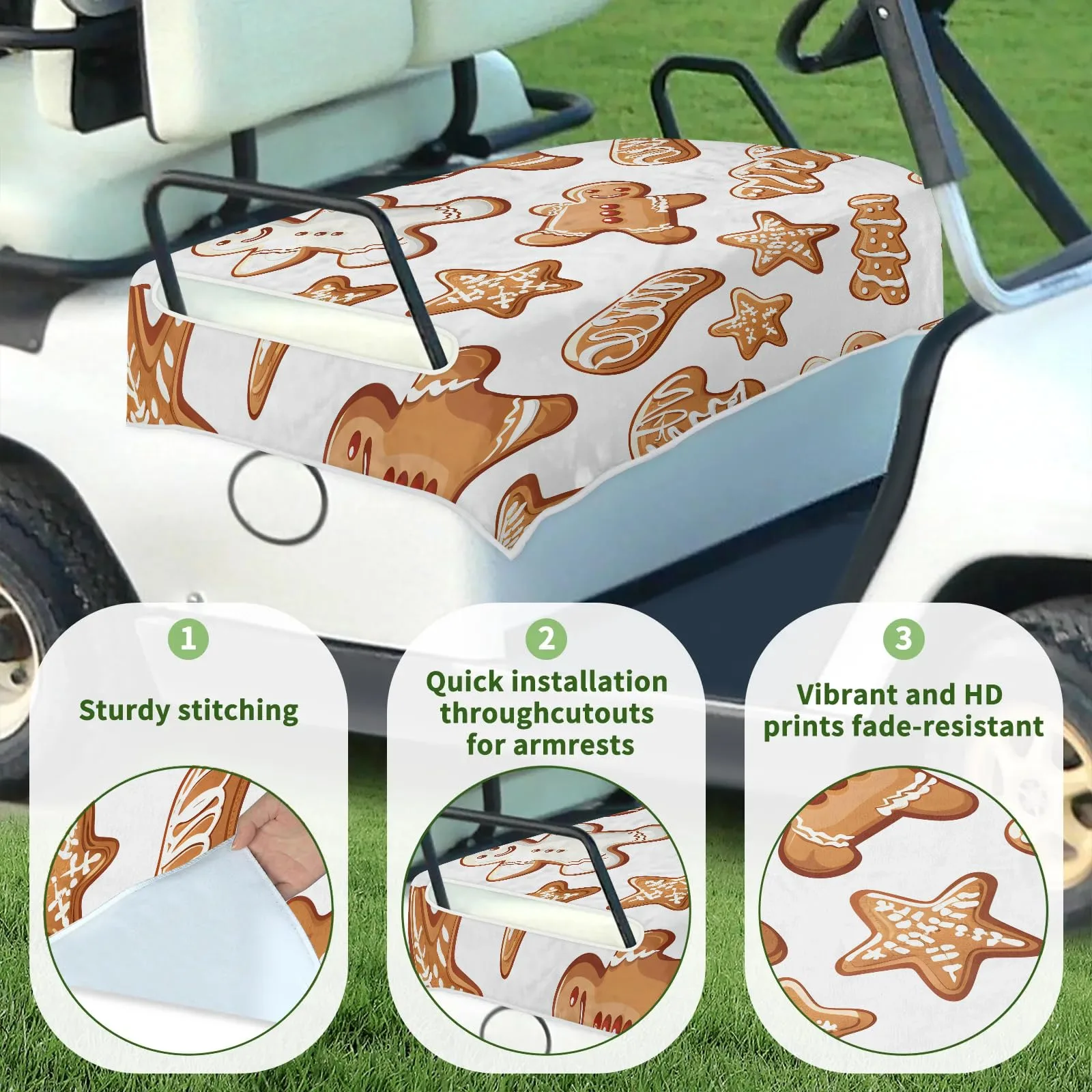 Tiveruda Gingerbread 51 x 31 in Golf Cart Seat Cover image 3