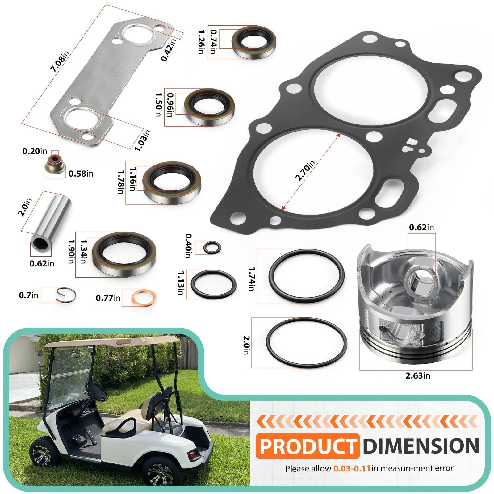 ZOZOYE E-Z-G-O 350cc Oversized Piston Rebuild Kit image 3