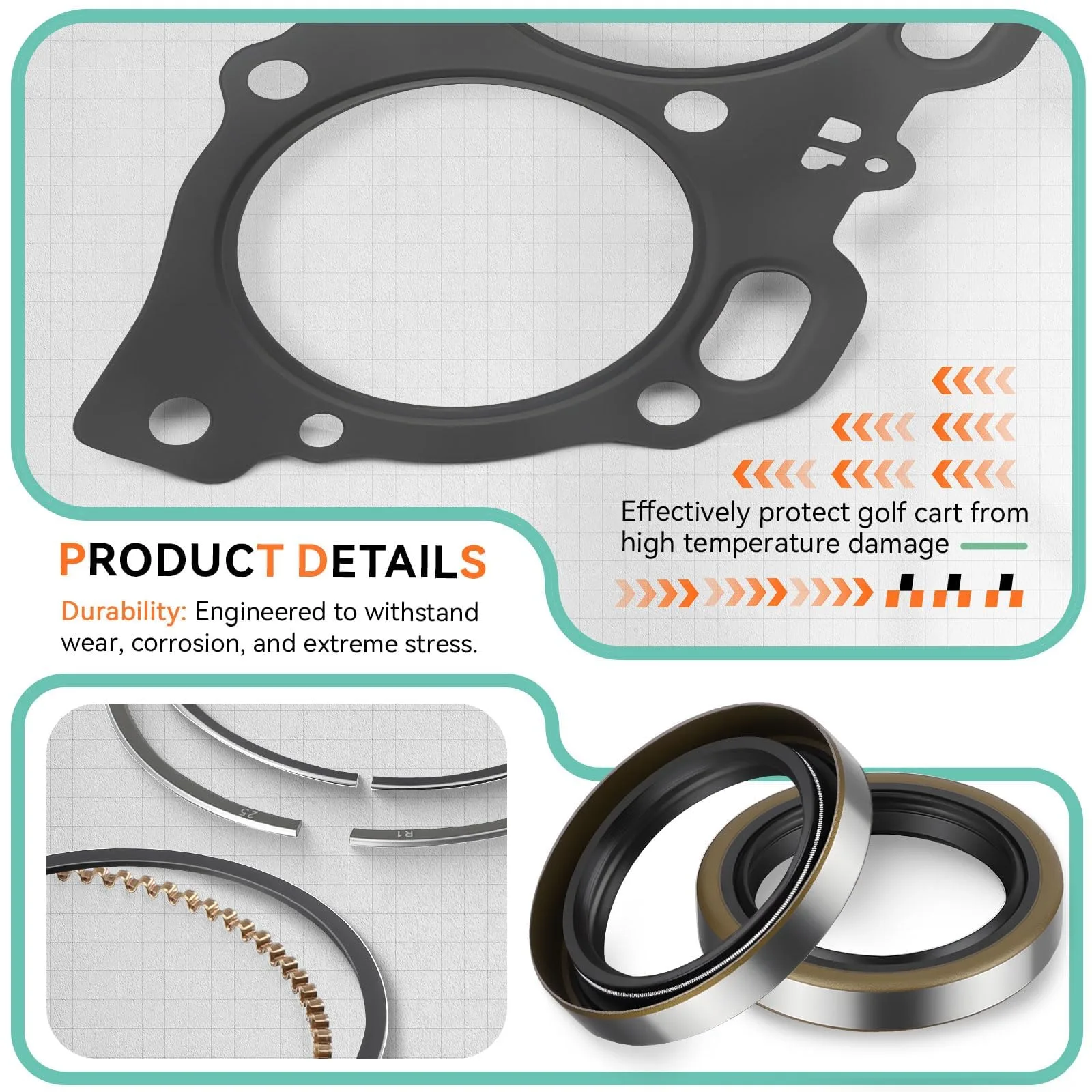 ZOZOYE E-Z-G-O 350cc Oversized Piston Rebuild Kit image 4