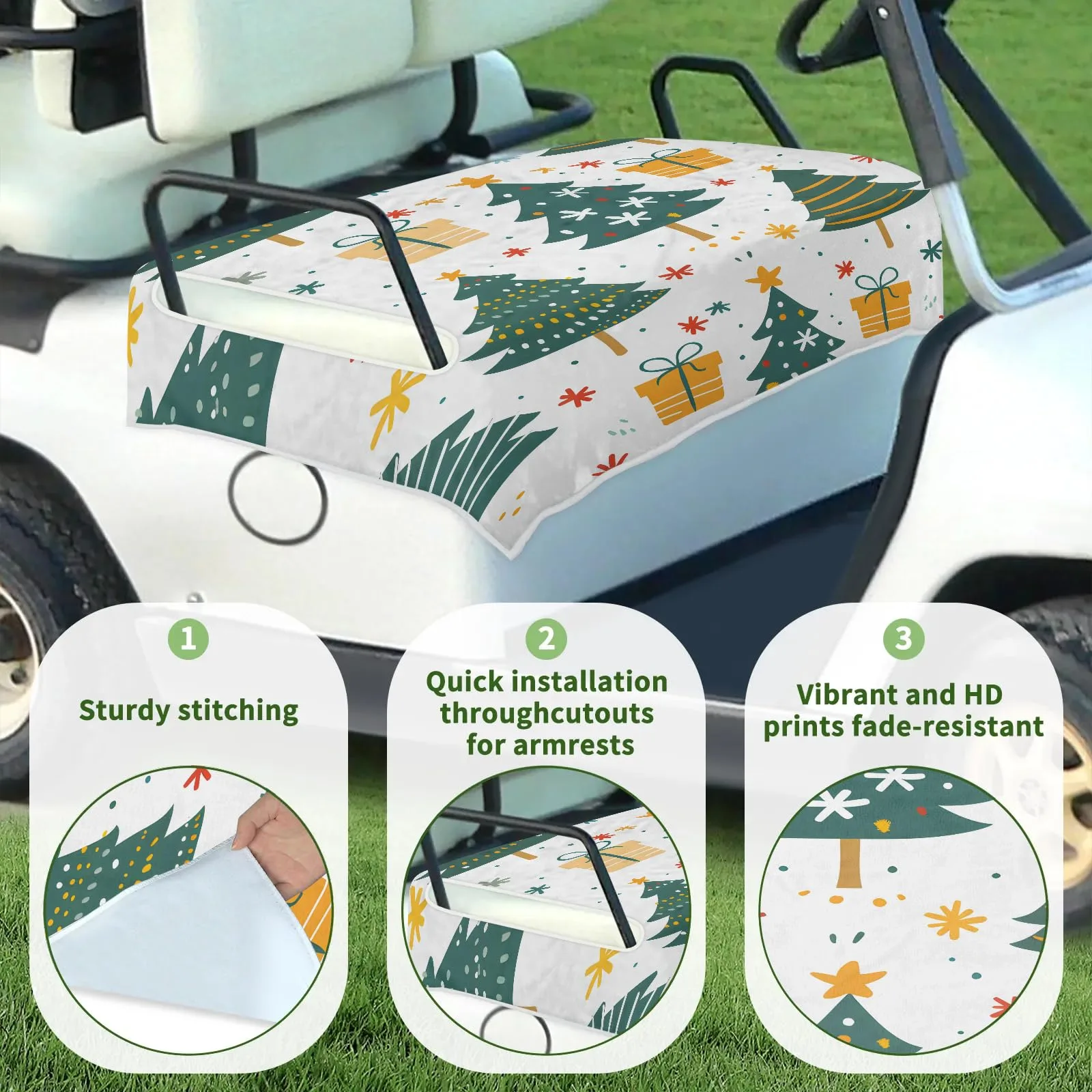 Tiveruda Golf Cart Seat Cover for Double Seats image 3
