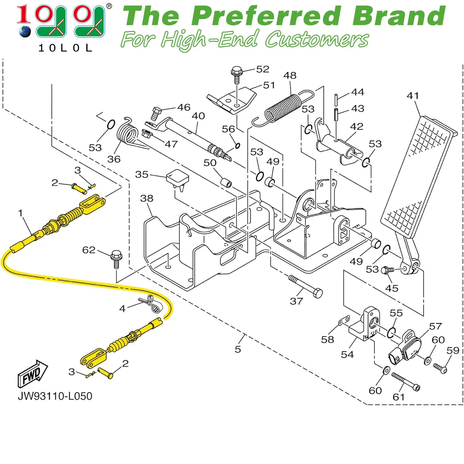 10L0L Yamaha G29 Golf Cart Brake Cable 2007-Up image 2