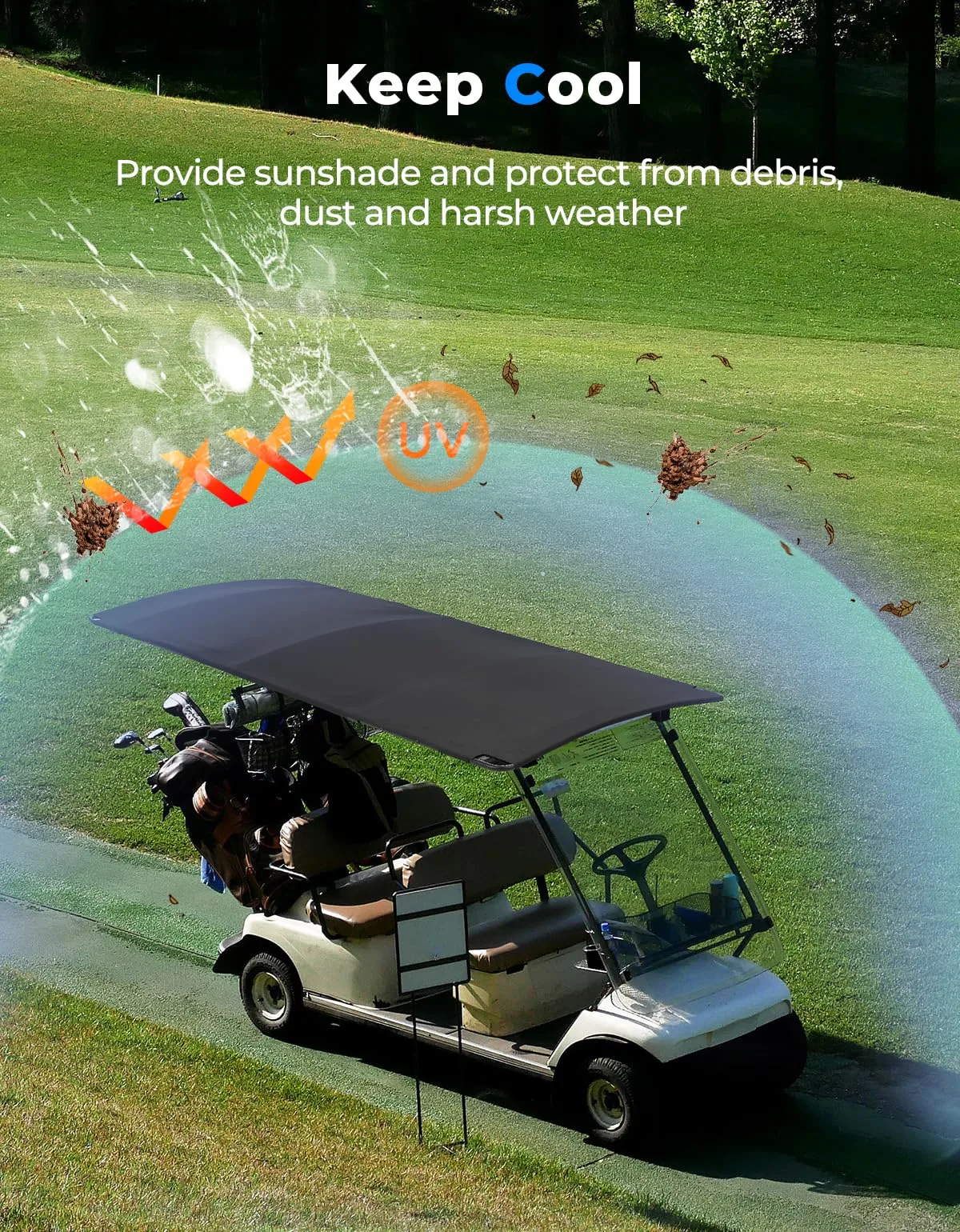 KEMIMOTO 85-Inch Golf Cart Sun Top for EZGO TXT image 4