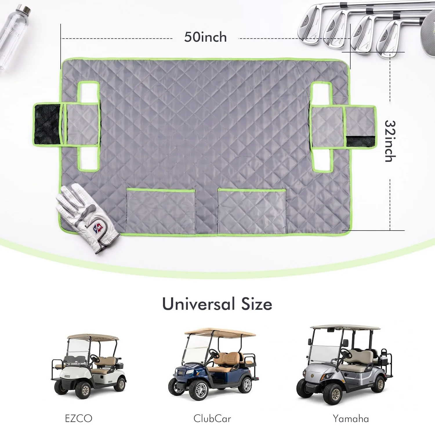 HadaCat Golf Cart Seat Cover 50×32 Blue with Storage Pockets image 4