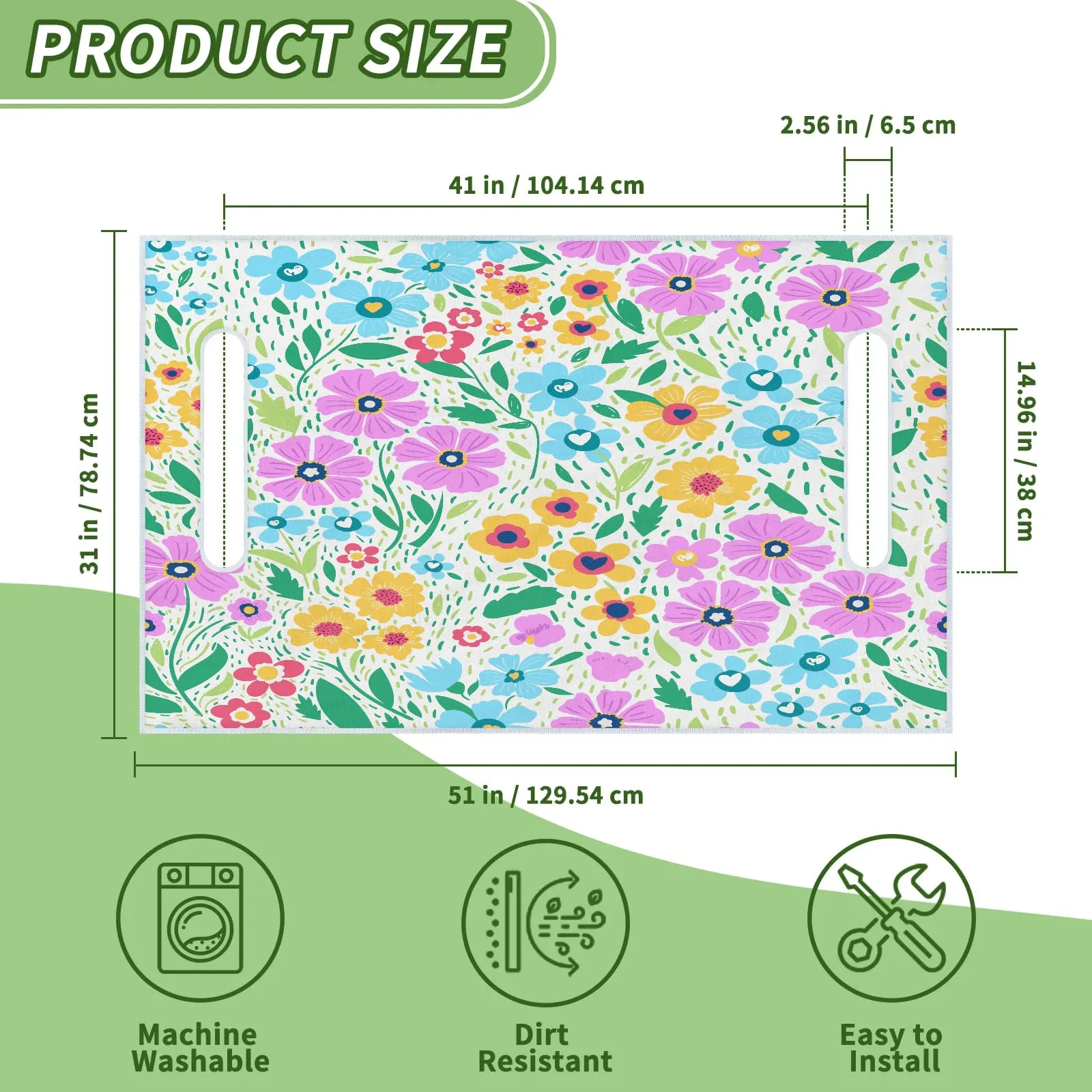 Tiveruda Wild Flowers Golf Cart Seat Cover, 51 x 31 in image 2