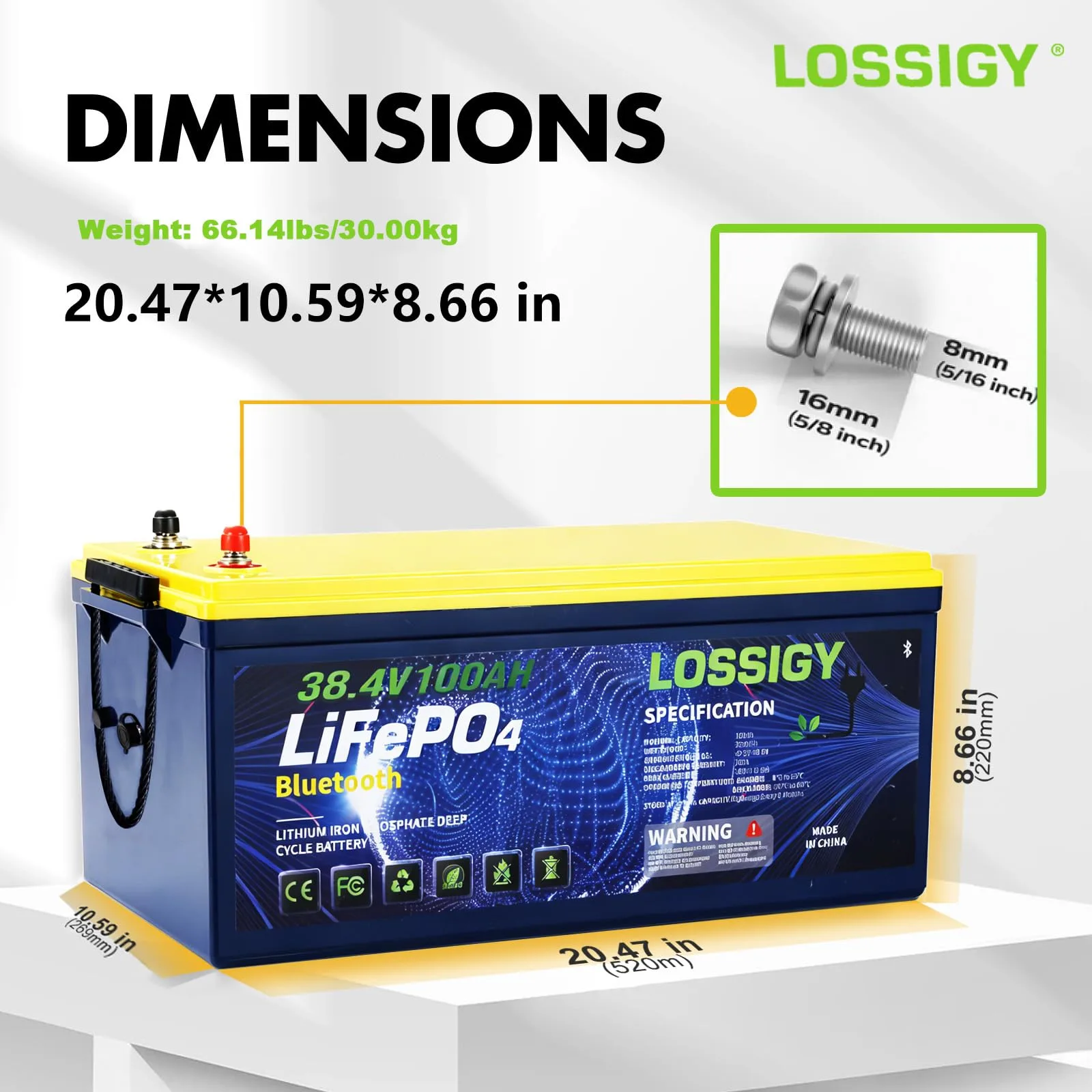 LOSSIGY 36V 100Ah Lithium Golf Cart Battery with Charger image 2