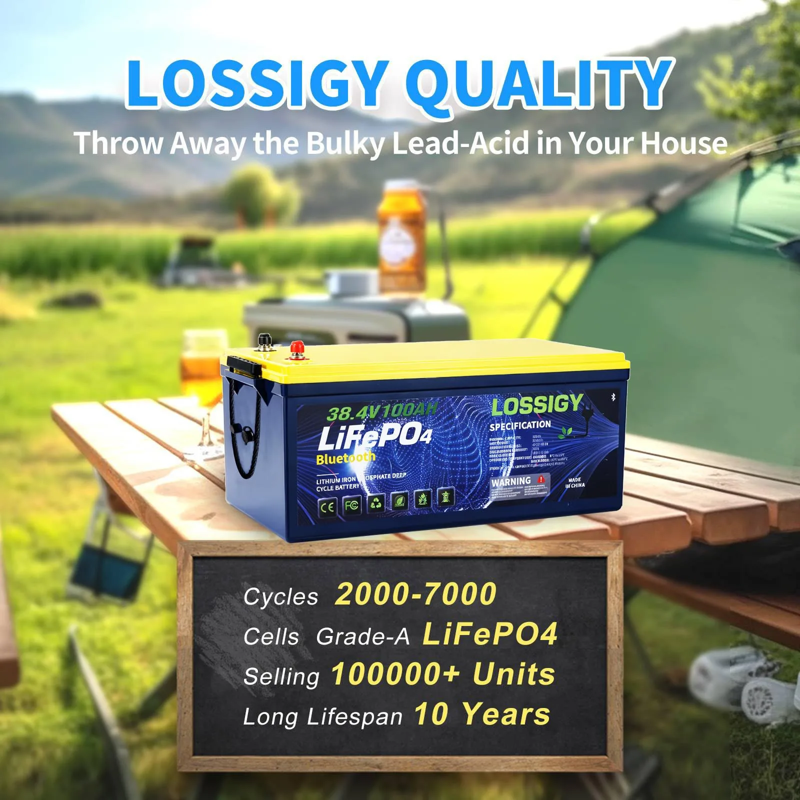 LOSSIGY 36V 100Ah Lithium Golf Cart Battery with Charger image 3