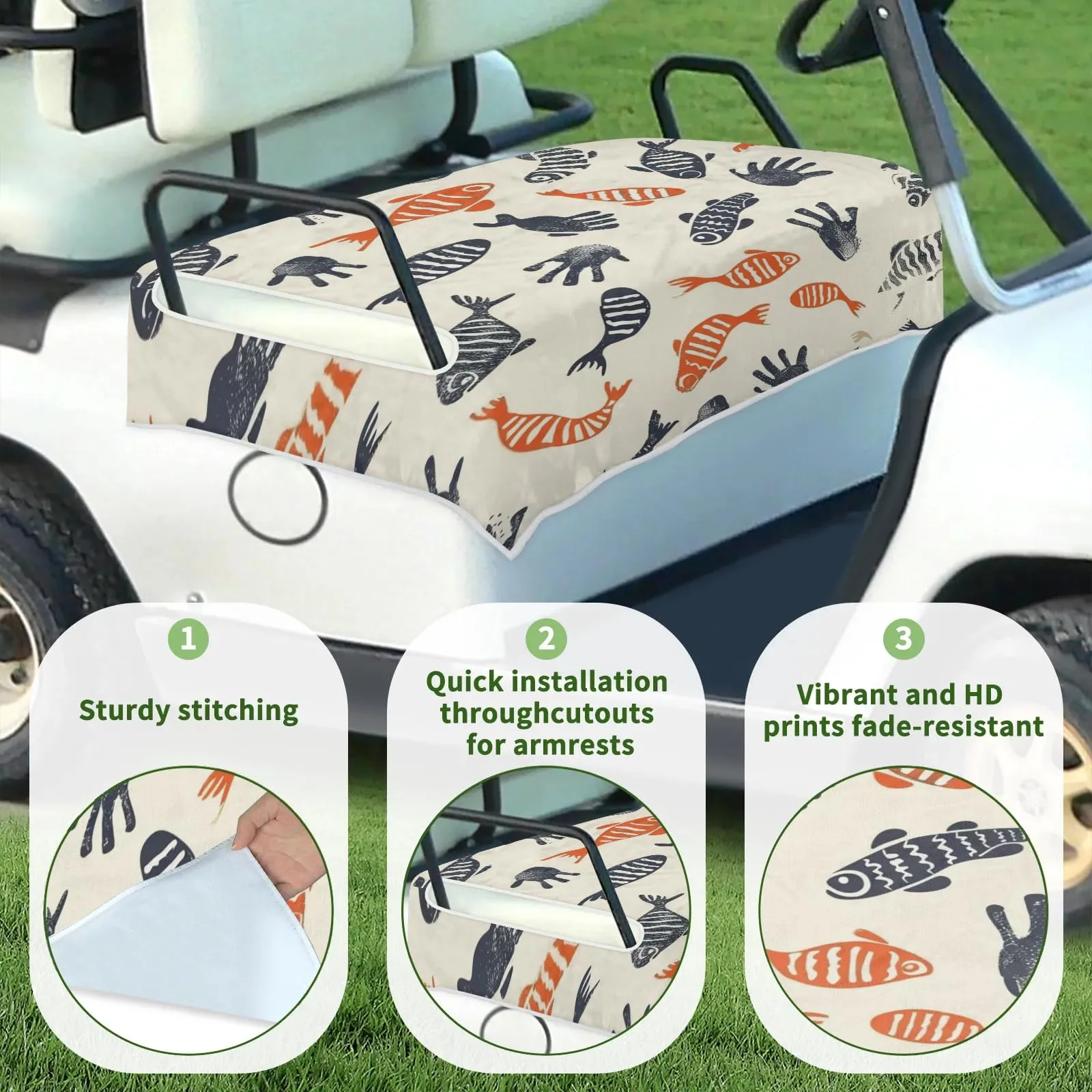 Tiveruda Golf Cart Seat Cover for Double Seats image 3