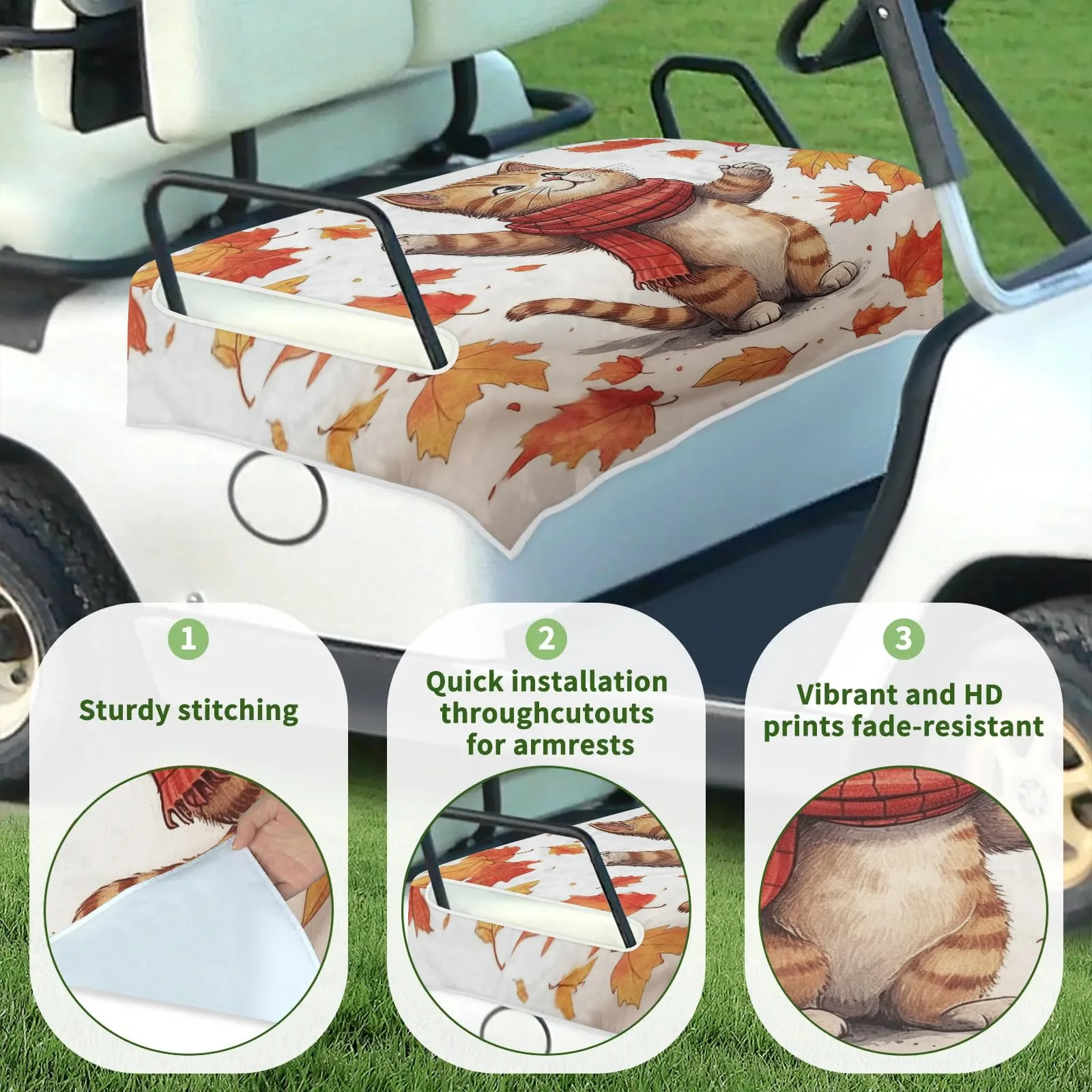 Tiveruda Golf Cart Seat Cover for Double Seats, 51 x 31 in image 3