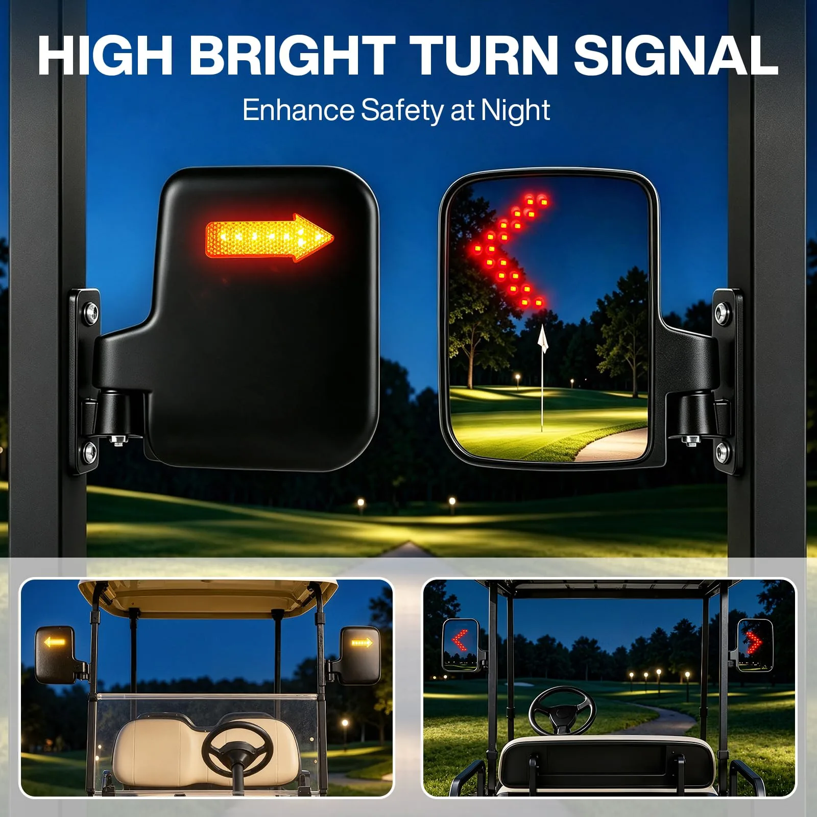 PCACSCT Golf Cart Rear View Mirrors with Turn Signal Lights image 3