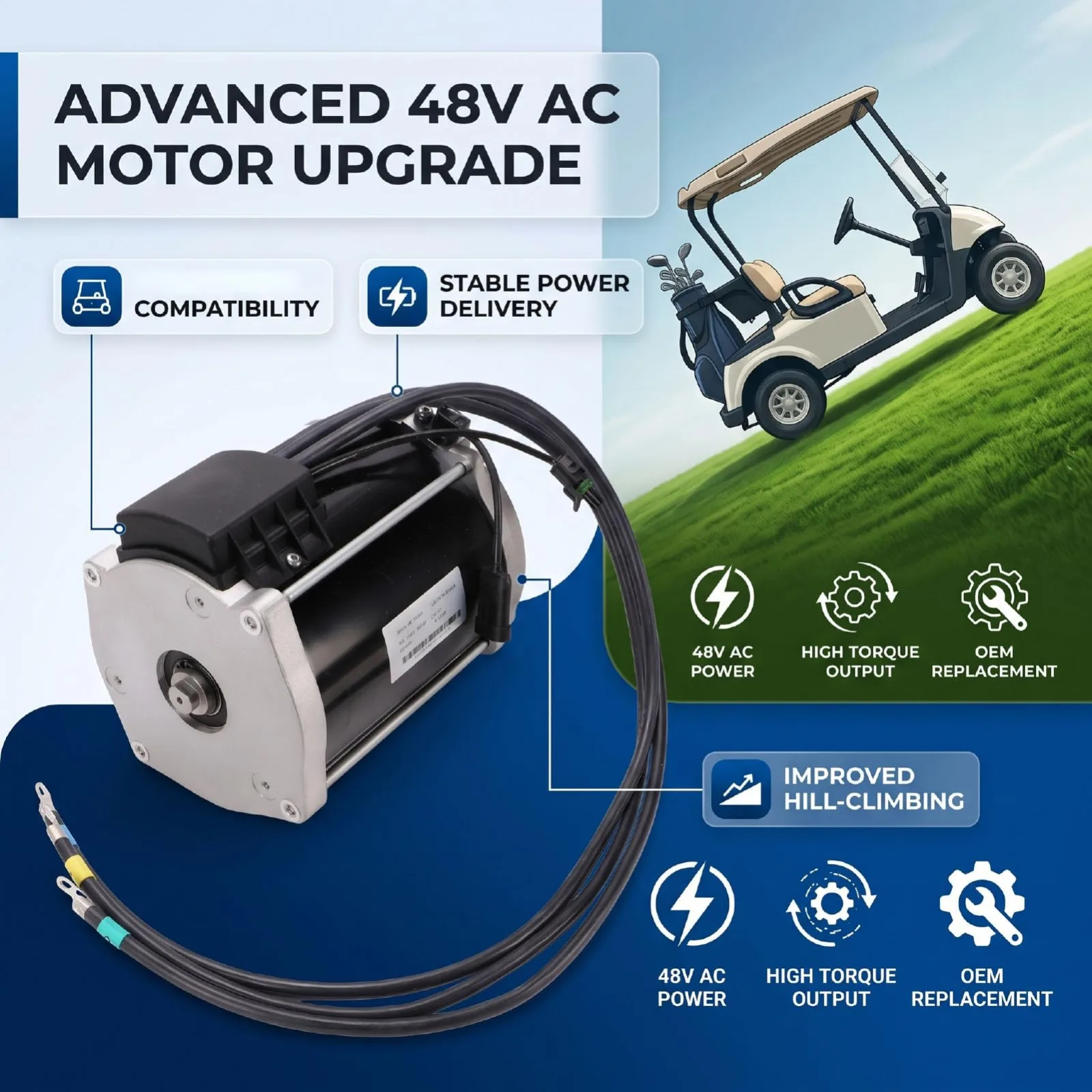 Oreilet 48V AC Motor for E-Z-GO and Cushman Golf Carts image 2