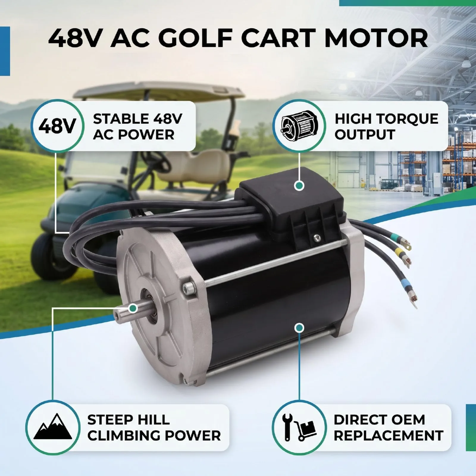 Oreilet 48V AC Motor for E-Z-GO and Cushman Golf Carts image 3