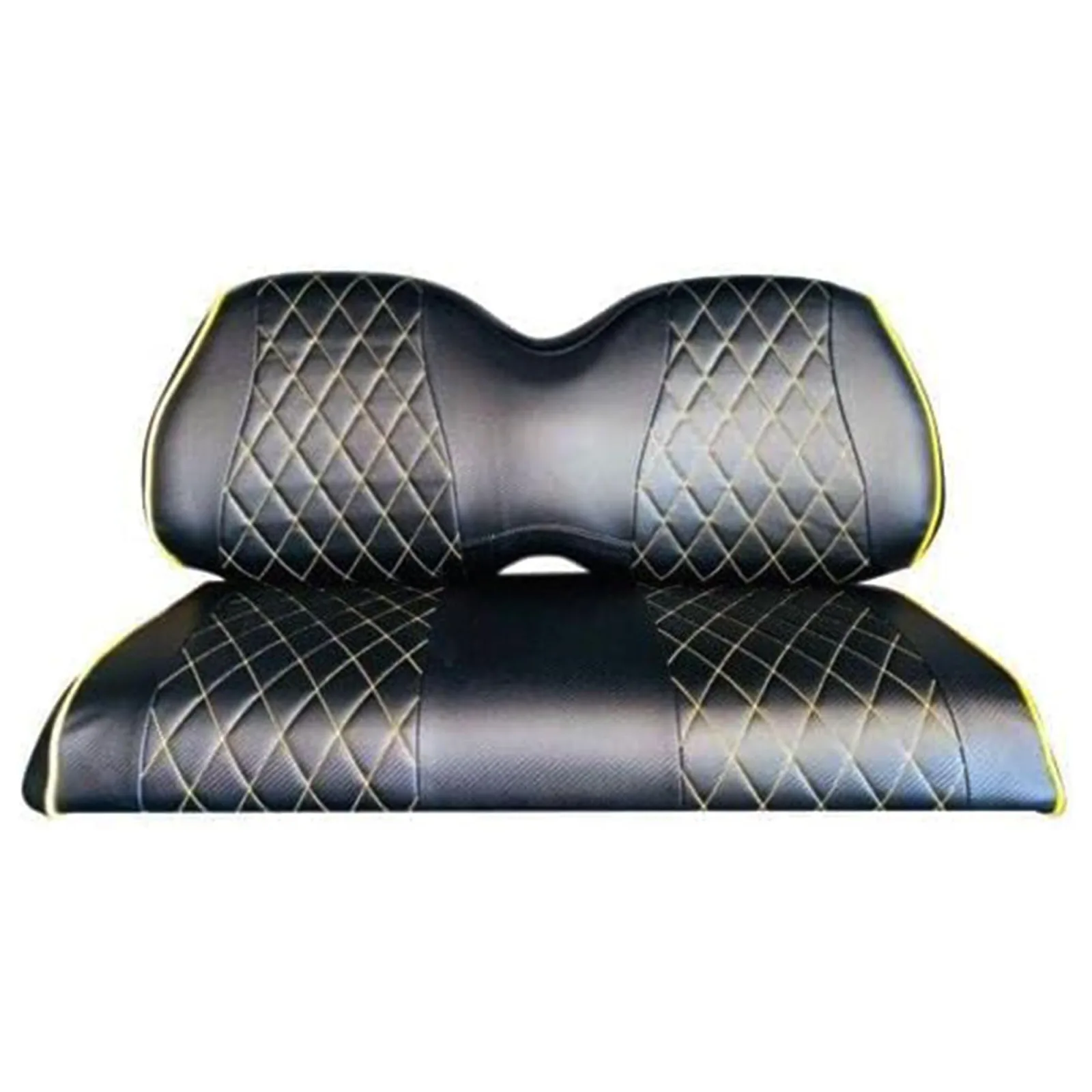 A-2-Z Diamond Stitch Vinyl Golf Cart Seat Cover – Black/Yellow (1/1/42VIAF)