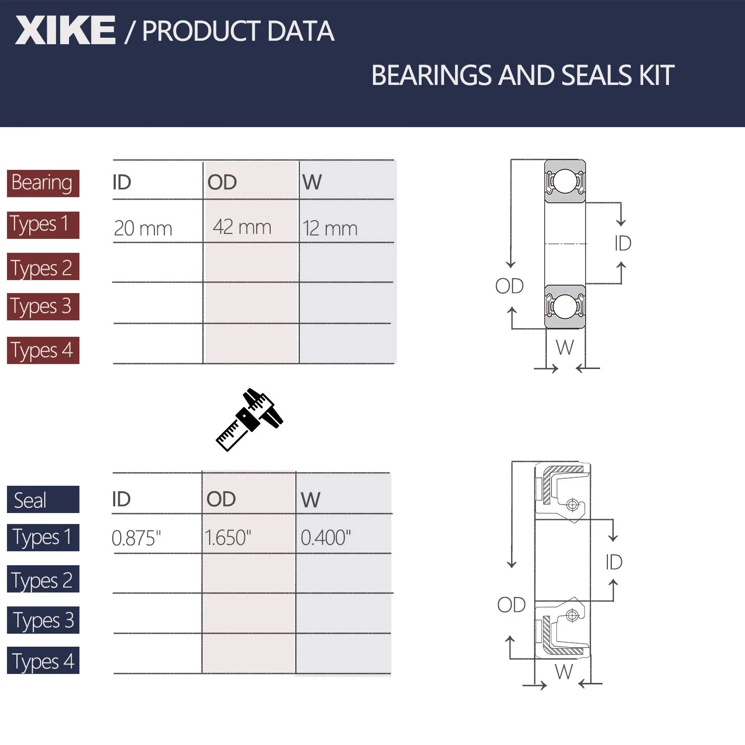 XiKe Rear Axle Bearing and Seal Kit for Yamaha G14-G22 image 2