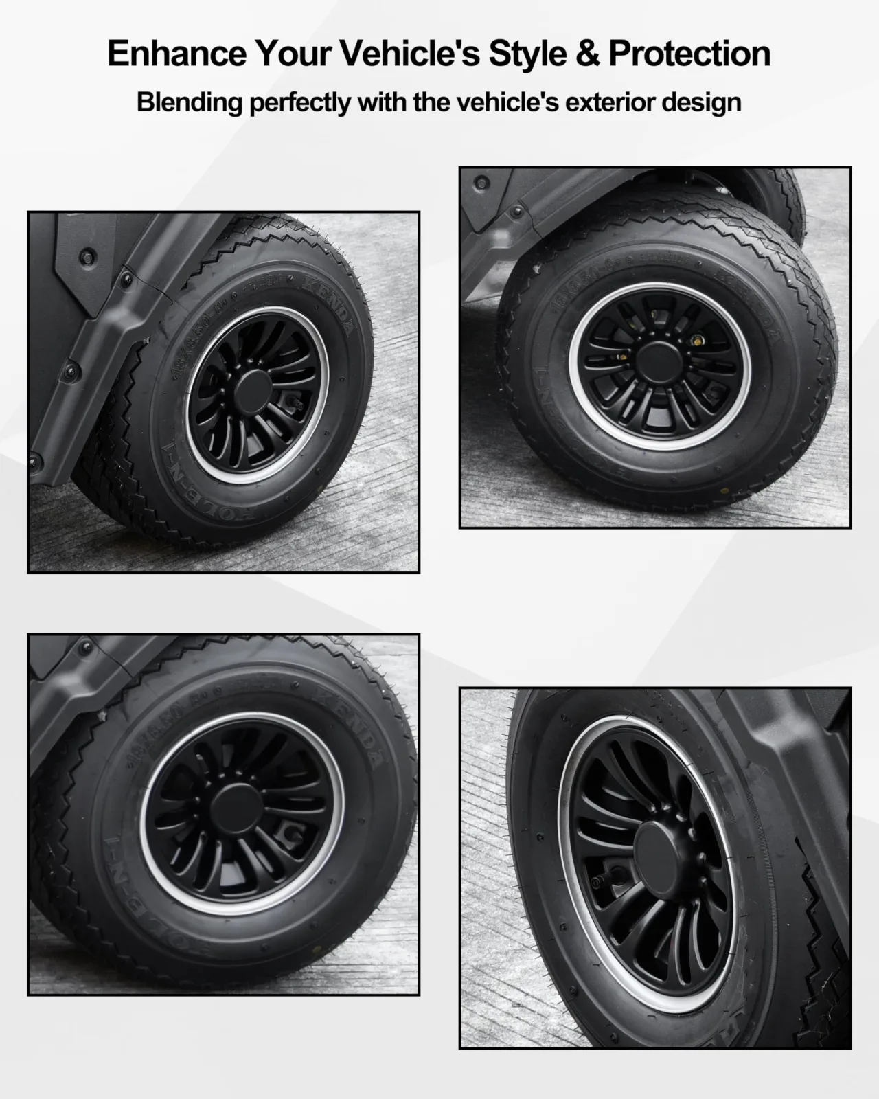 SAUTVS 8-Inch Golf Cart Wheel Hub Caps Matte Black image 2