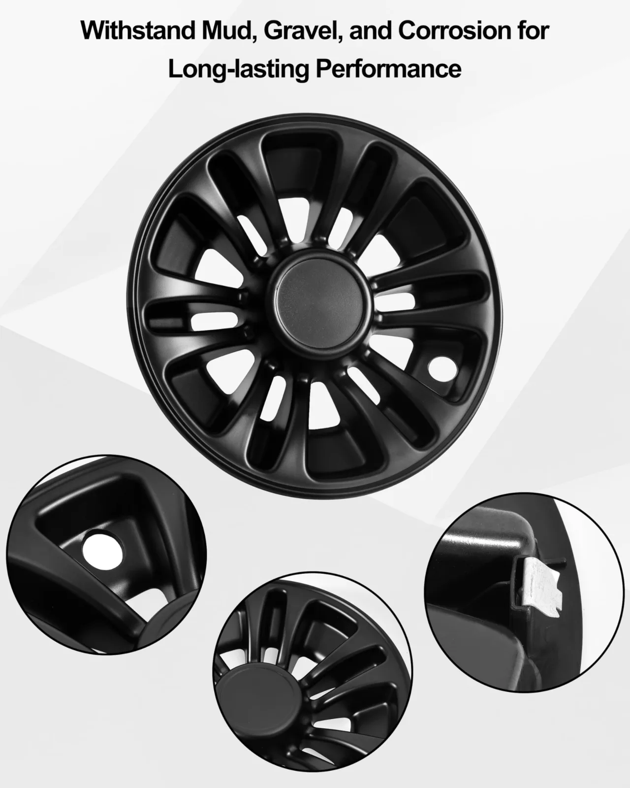SAUTVS 8-Inch Golf Cart Wheel Hub Caps Matte Black image 3