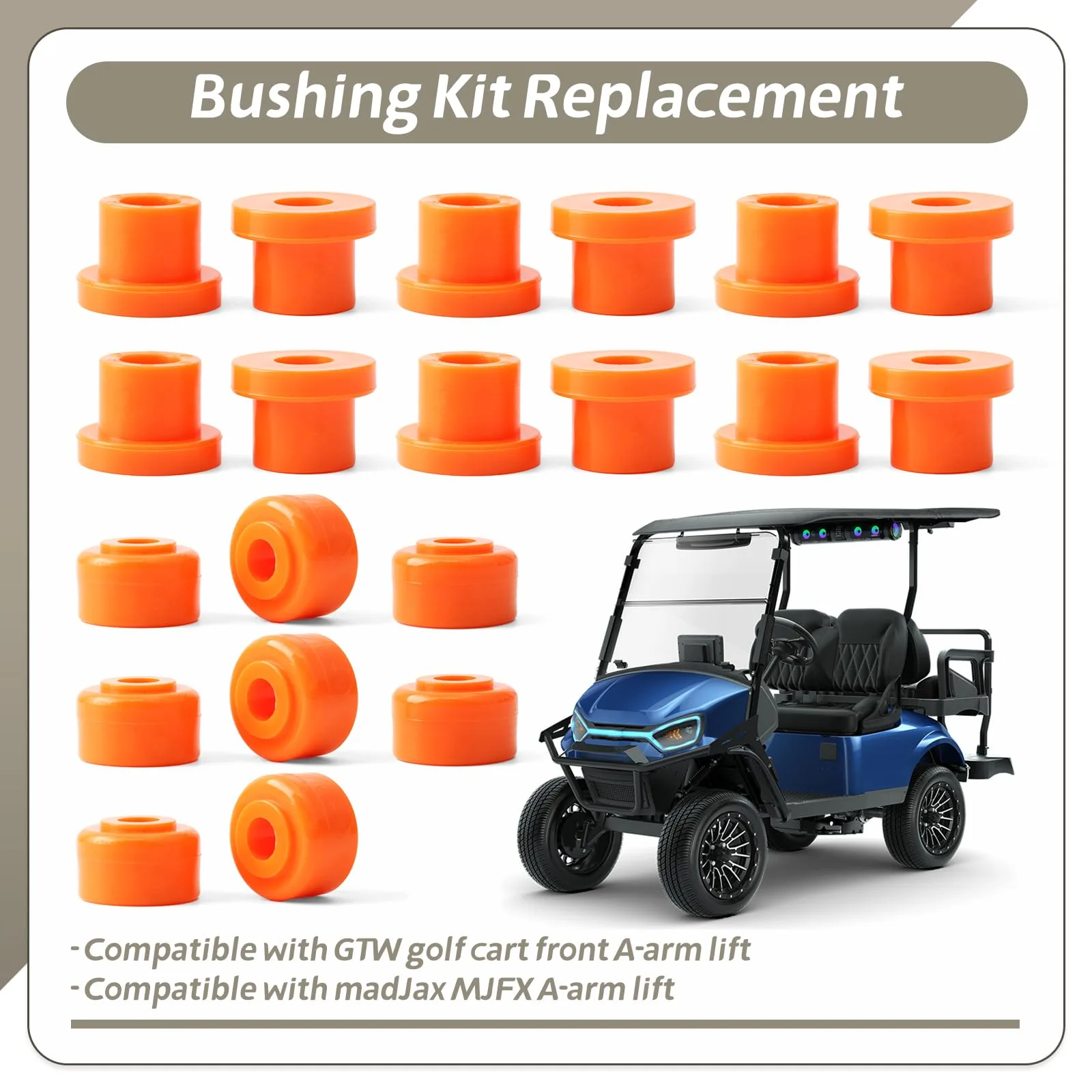 YIYANTO Orange Bushing Kit for GTW & madJax MJFX A-Arm Lift — 20 pcs image 2