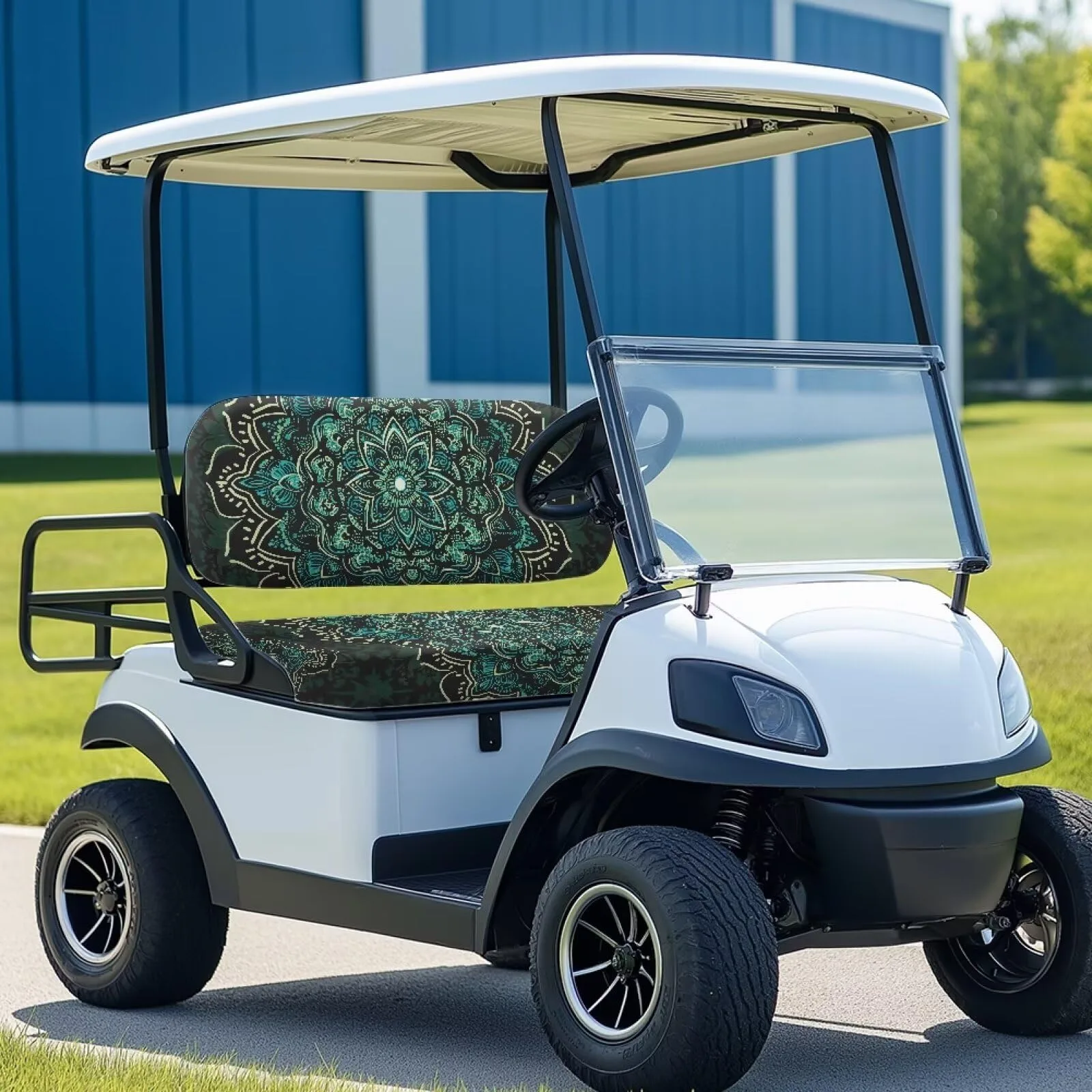 Tomeusey Green Mandala Golf Cart Seat Cover Set image 3
