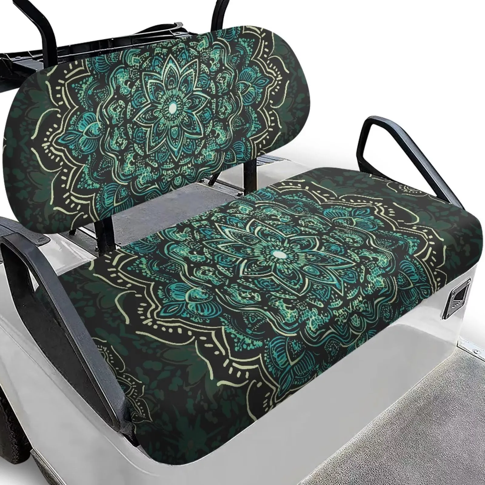 Tomeusey Green Mandala Golf Cart Seat Cover Set