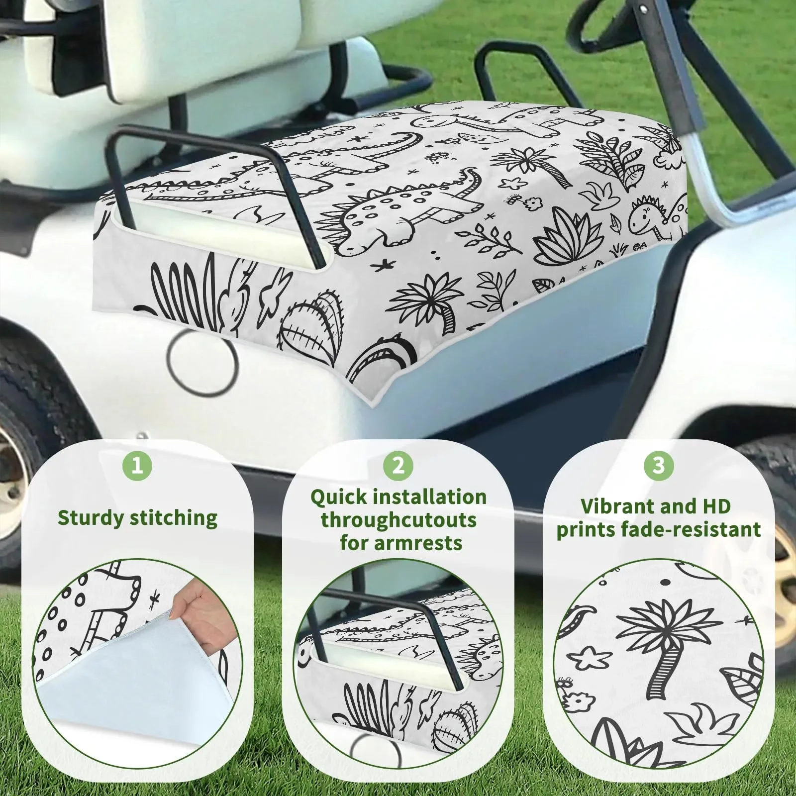 Tiveruda Golf Cart Seat Cover for Double Seats image 3