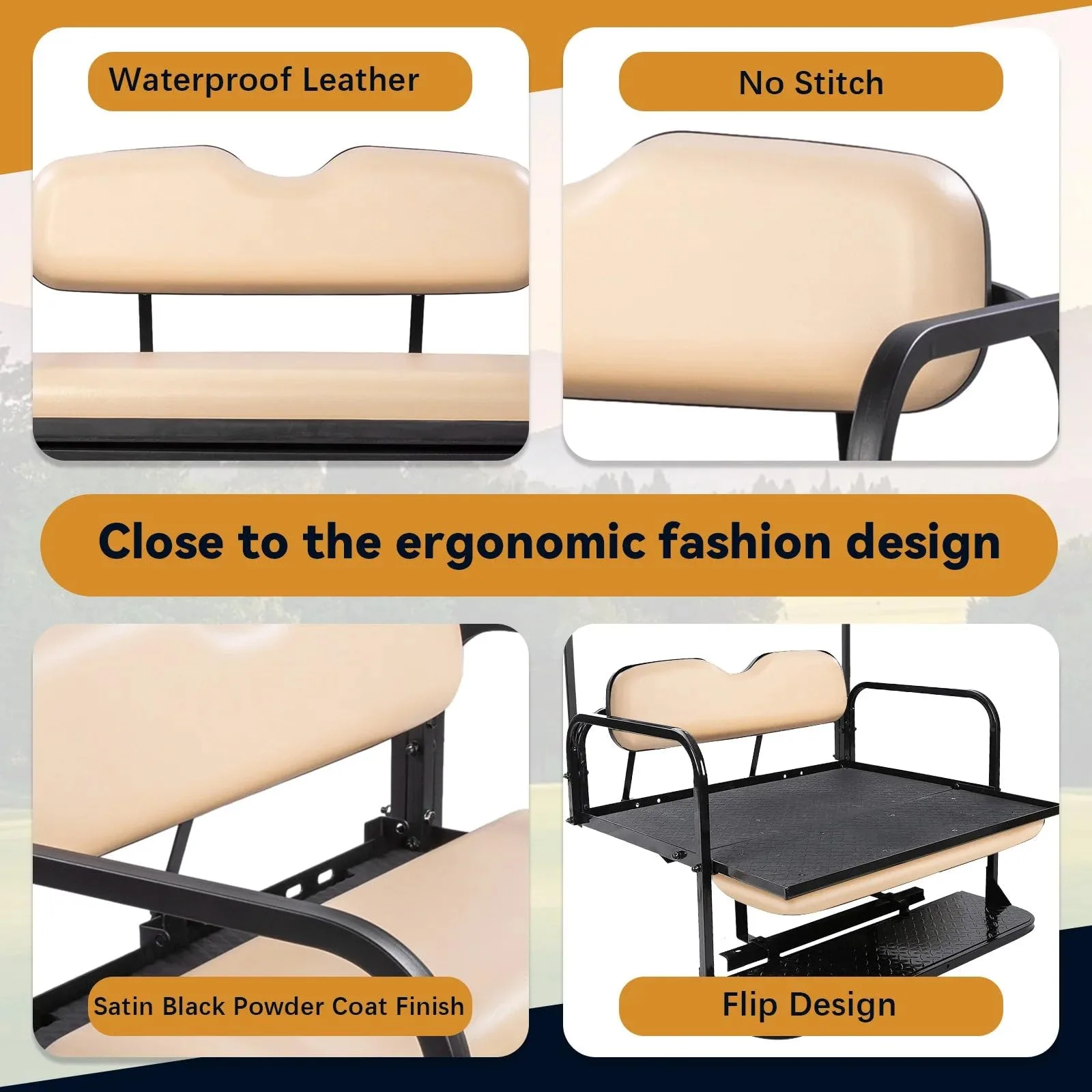 Rainier Parts Buff Rear Seat Cushions for Club Car DS image 4