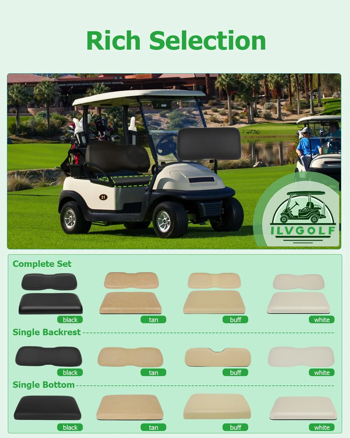 ILVGOLF Front Seat Bottom Cushion for E-Z-GO RXV image 3