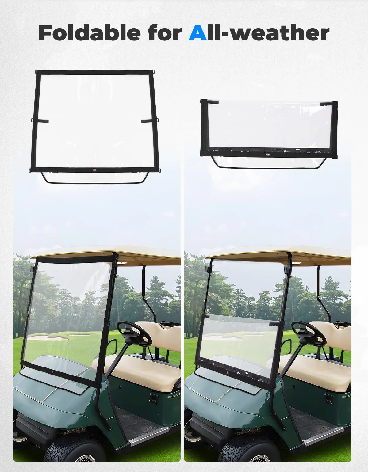 KEMIMOTO Foldable Windshield for E-Z-GO TXT 1994-2013 image 2