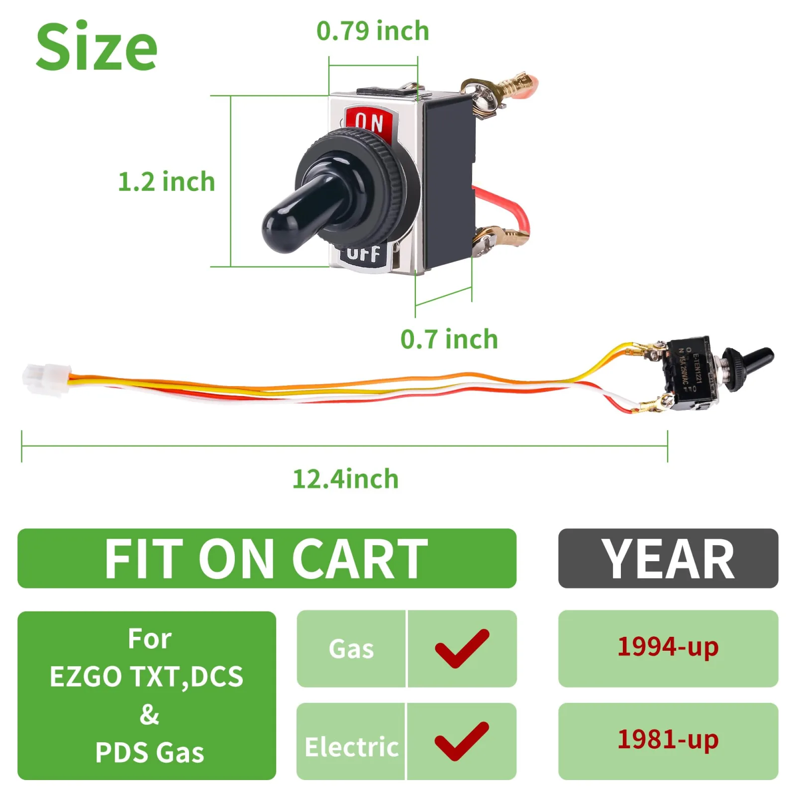 10L0L E-Z-GO Electric Run/Tow Switch 73125-G01 image 4